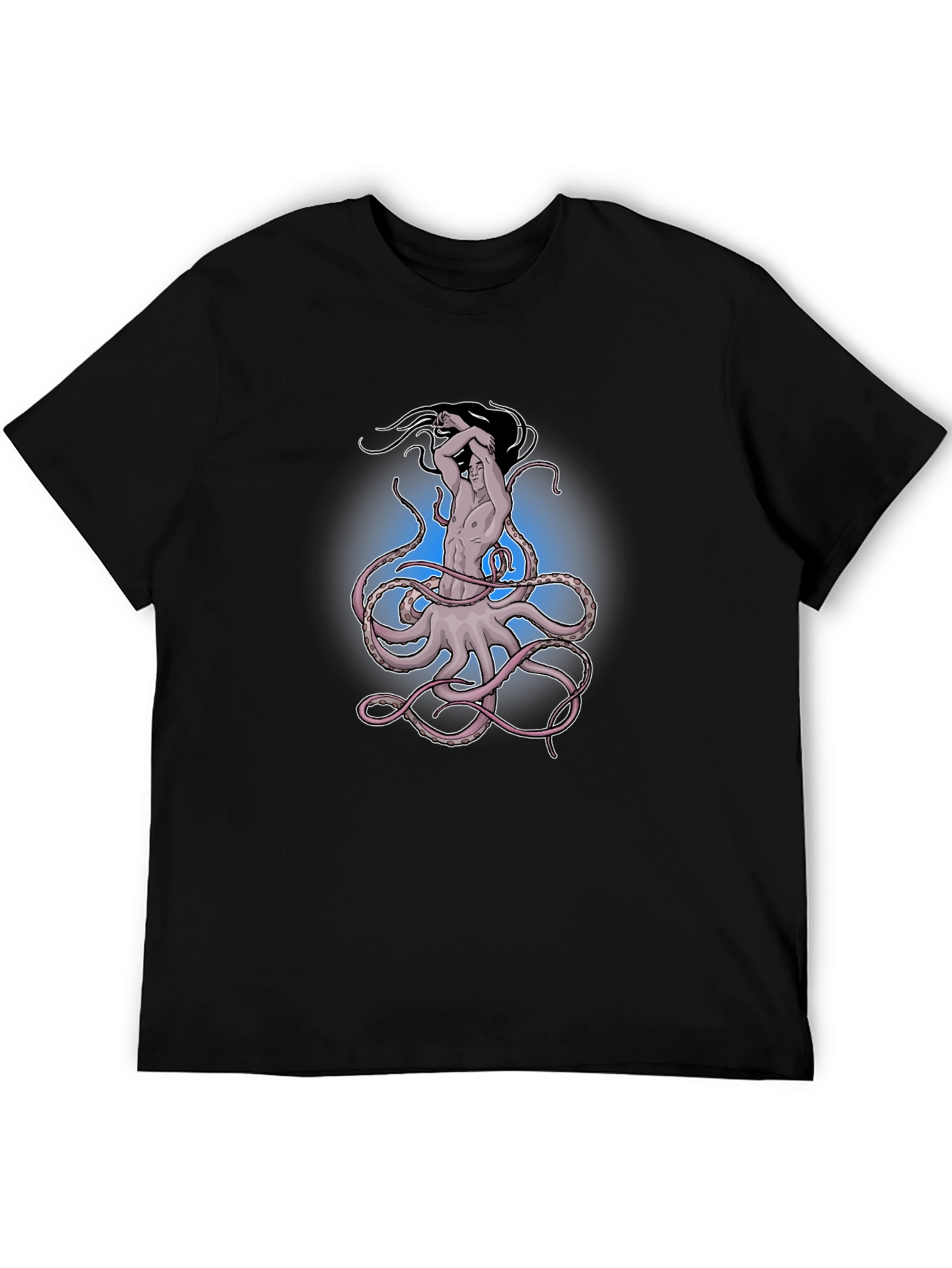 Octopus Man Graphic Tee - Black Cotton Shirt