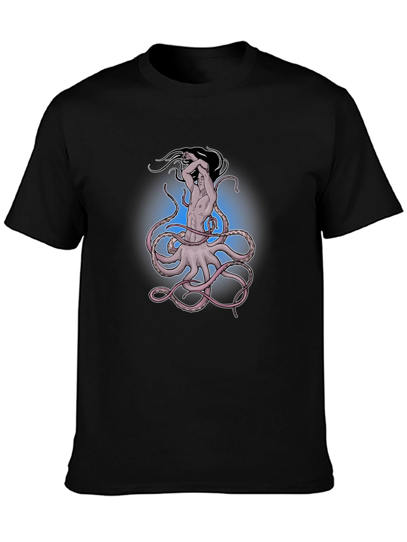 Octopus Man Graphic Tee - Black Cotton Shirt