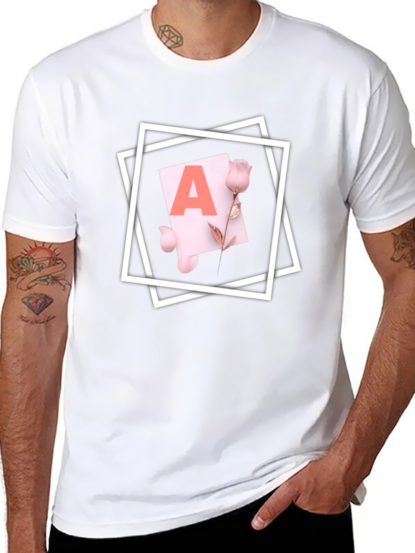 Letter A Rose T-Shirt - Stylish Graphic Tee