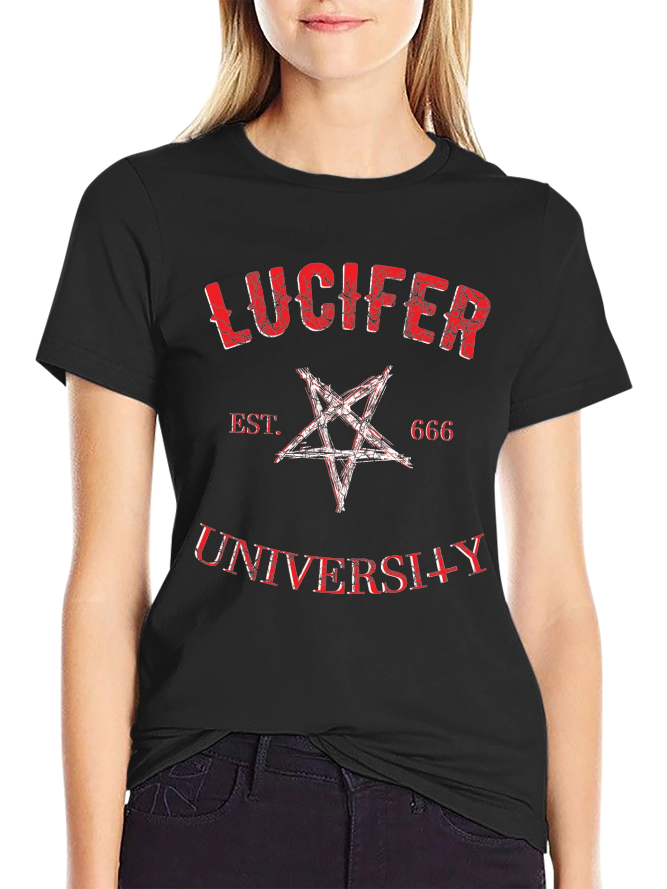 Lucifer University Graphic Tee - Black Cotton T-Shirt