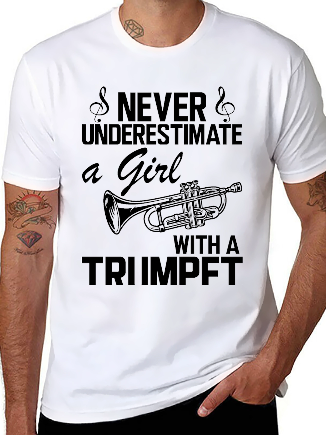 Never Underestimate Girl with Trumpet Tee