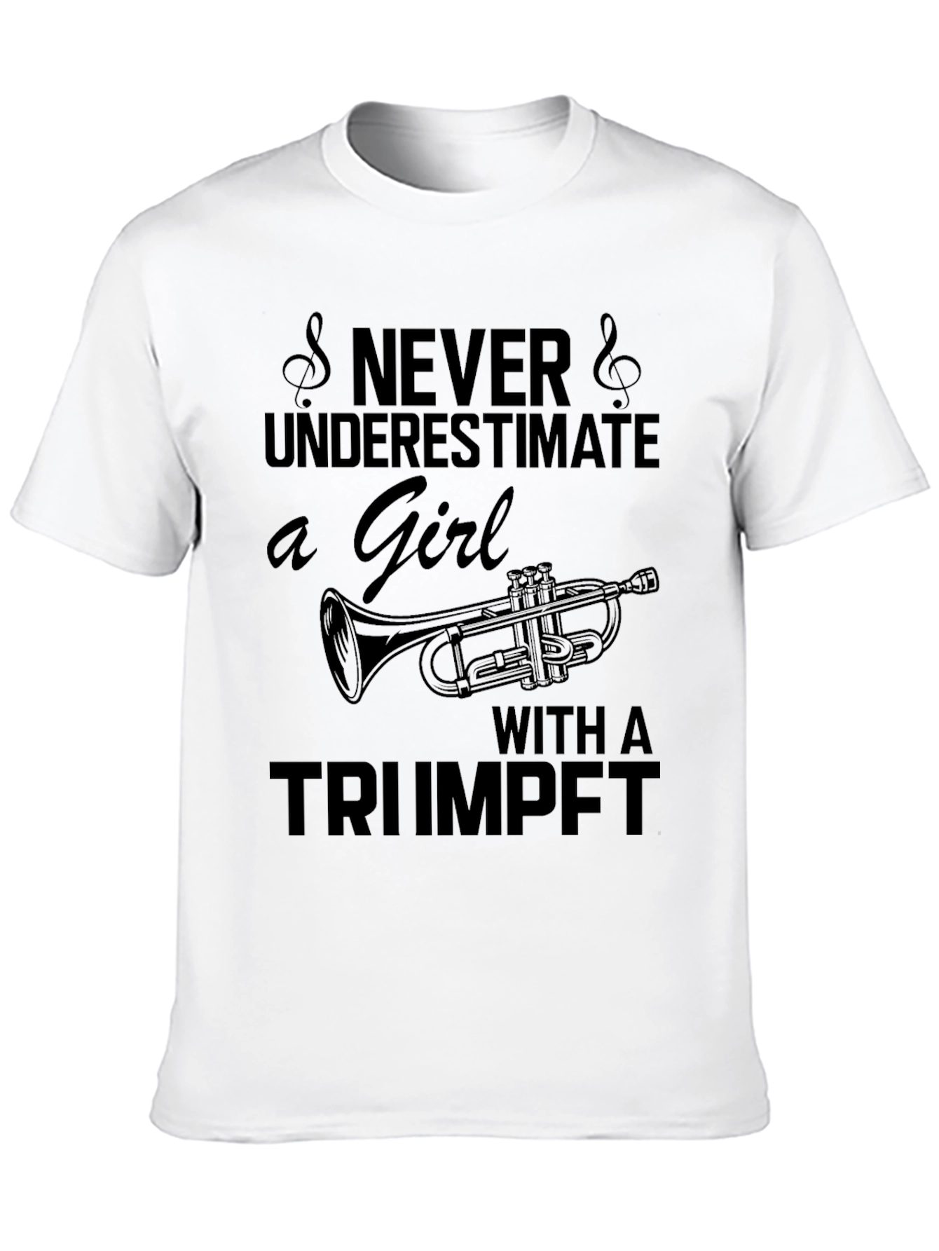Never Underestimate Girl with Trumpet Tee