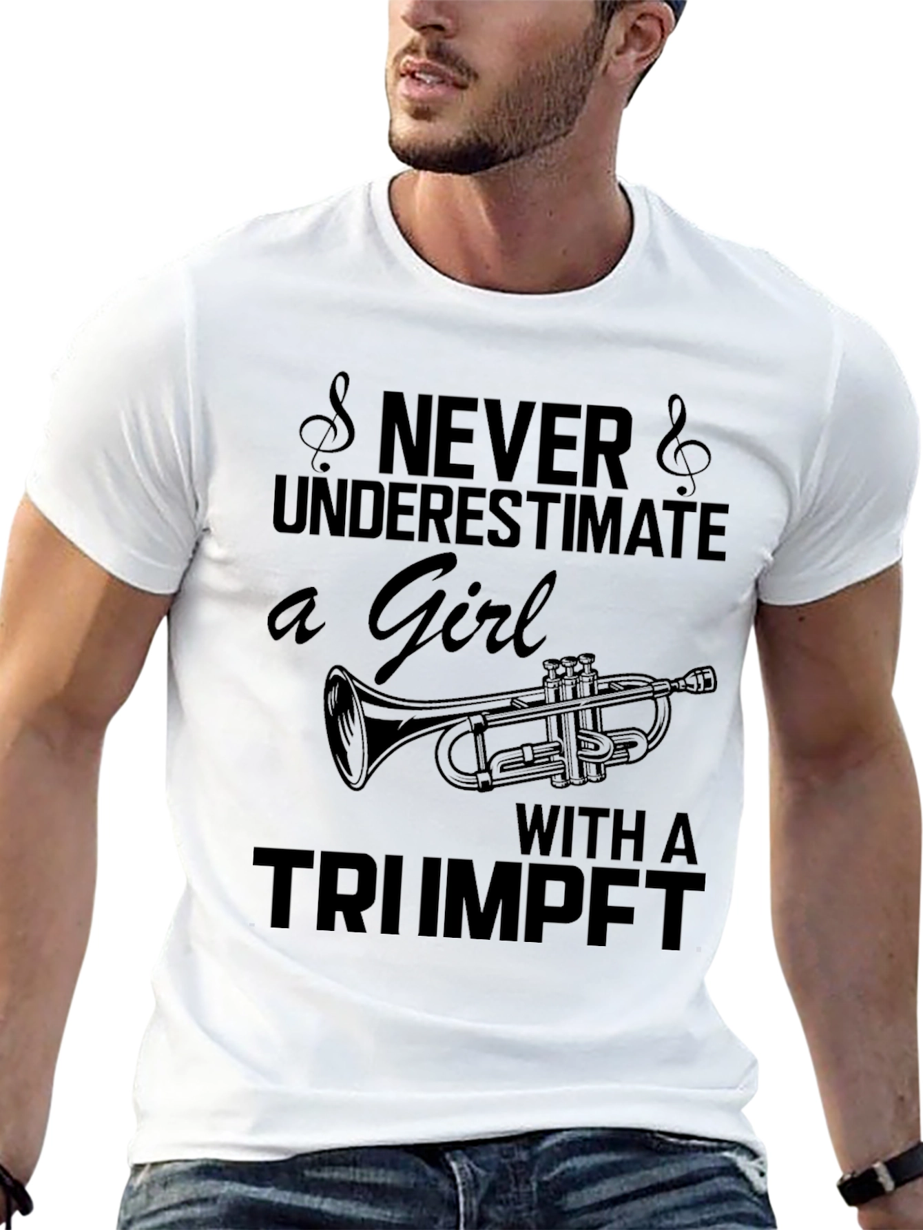 Never Underestimate Girl with Trumpet Tee