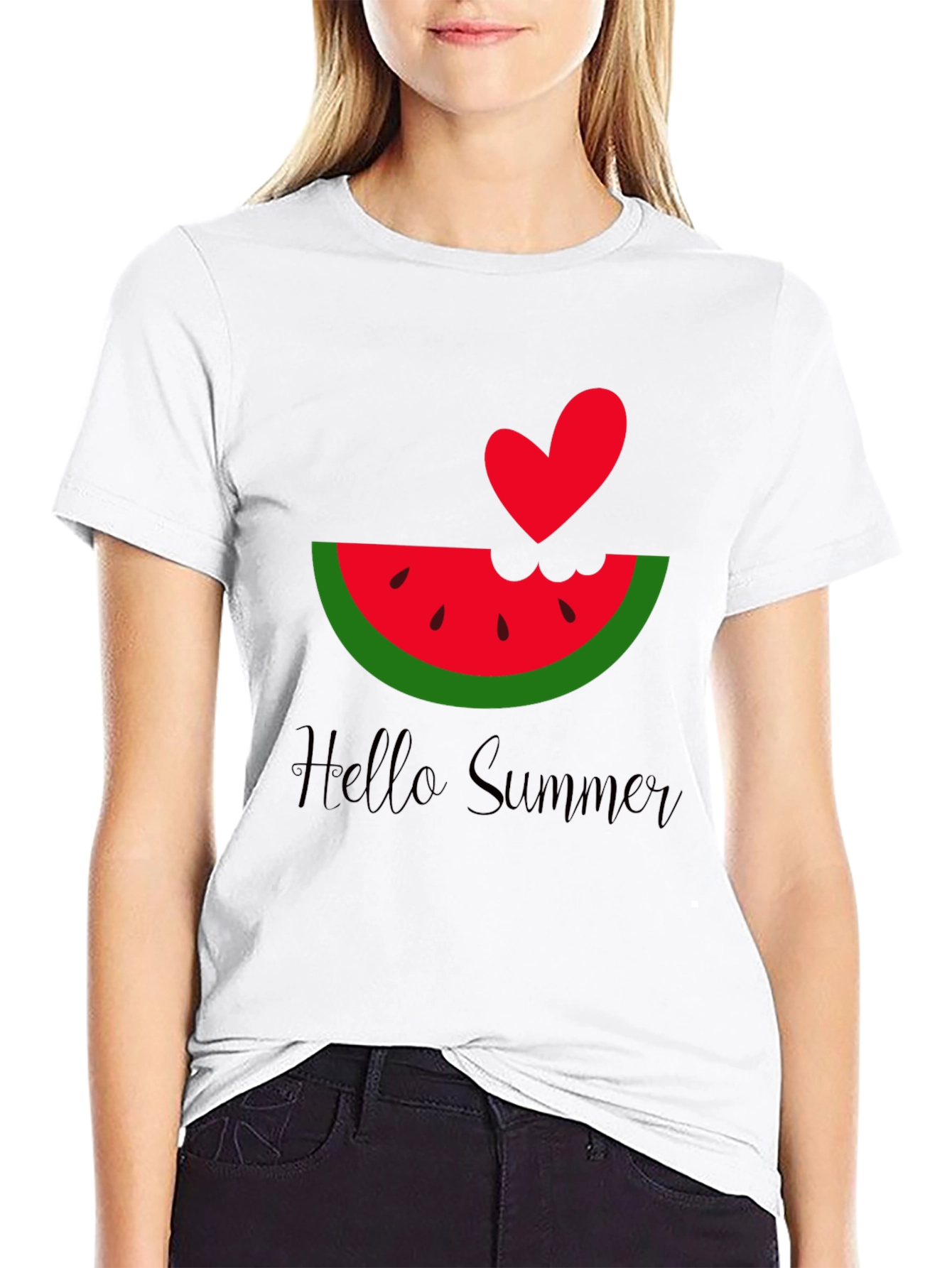 Hello Summer Watermelon Heart Tee