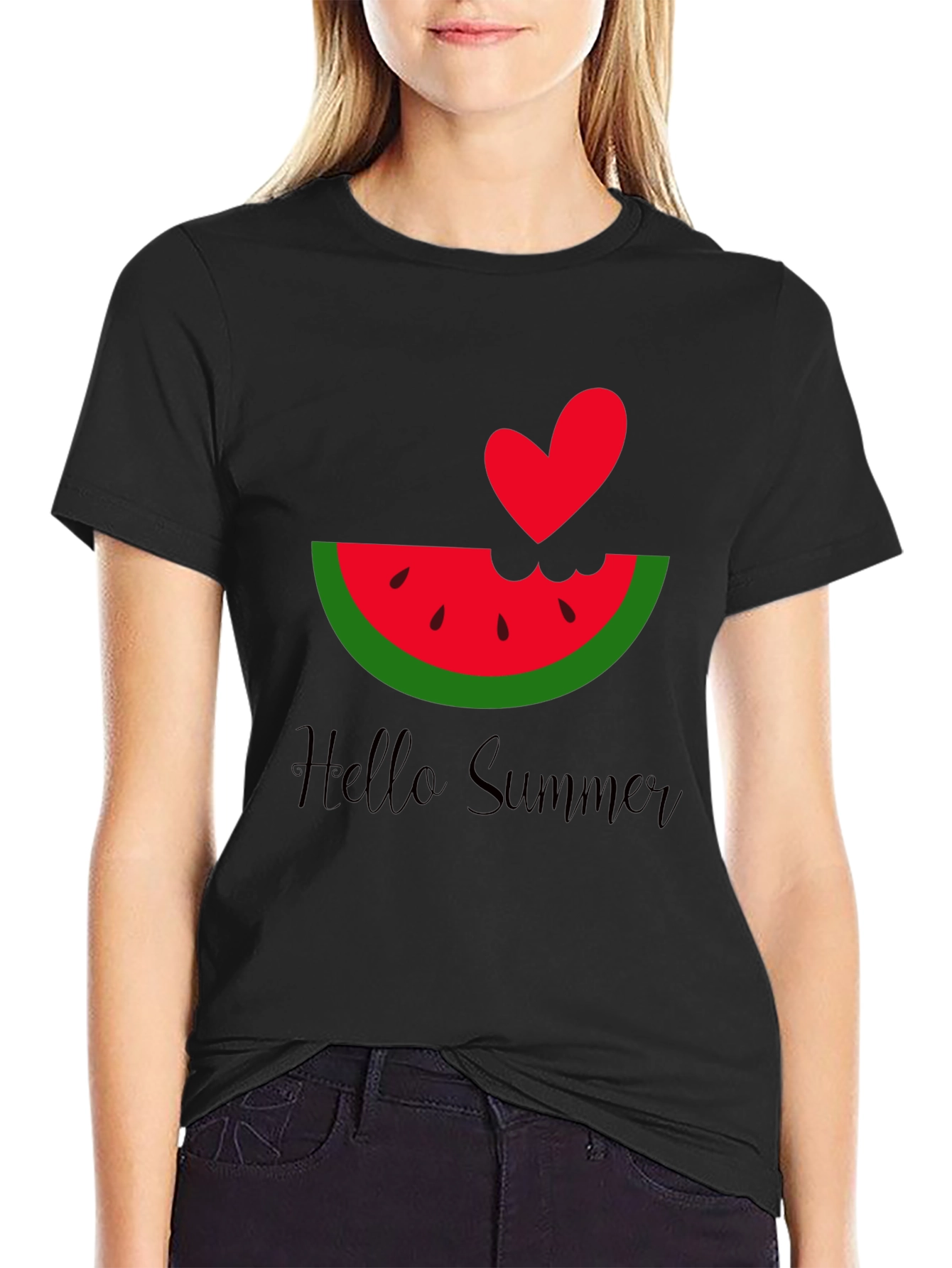 Hello Summer Watermelon Heart Tee