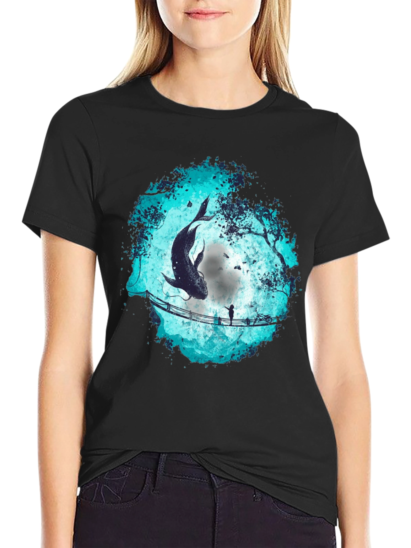 Whimsical Fish Bridge Graphic Tee
