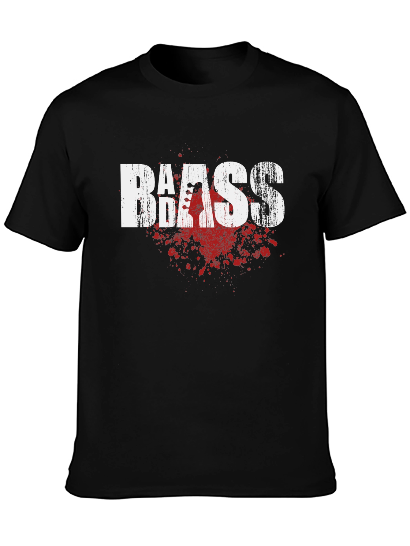 Bass Guitar Blood Splatter Graphic T-Shirt