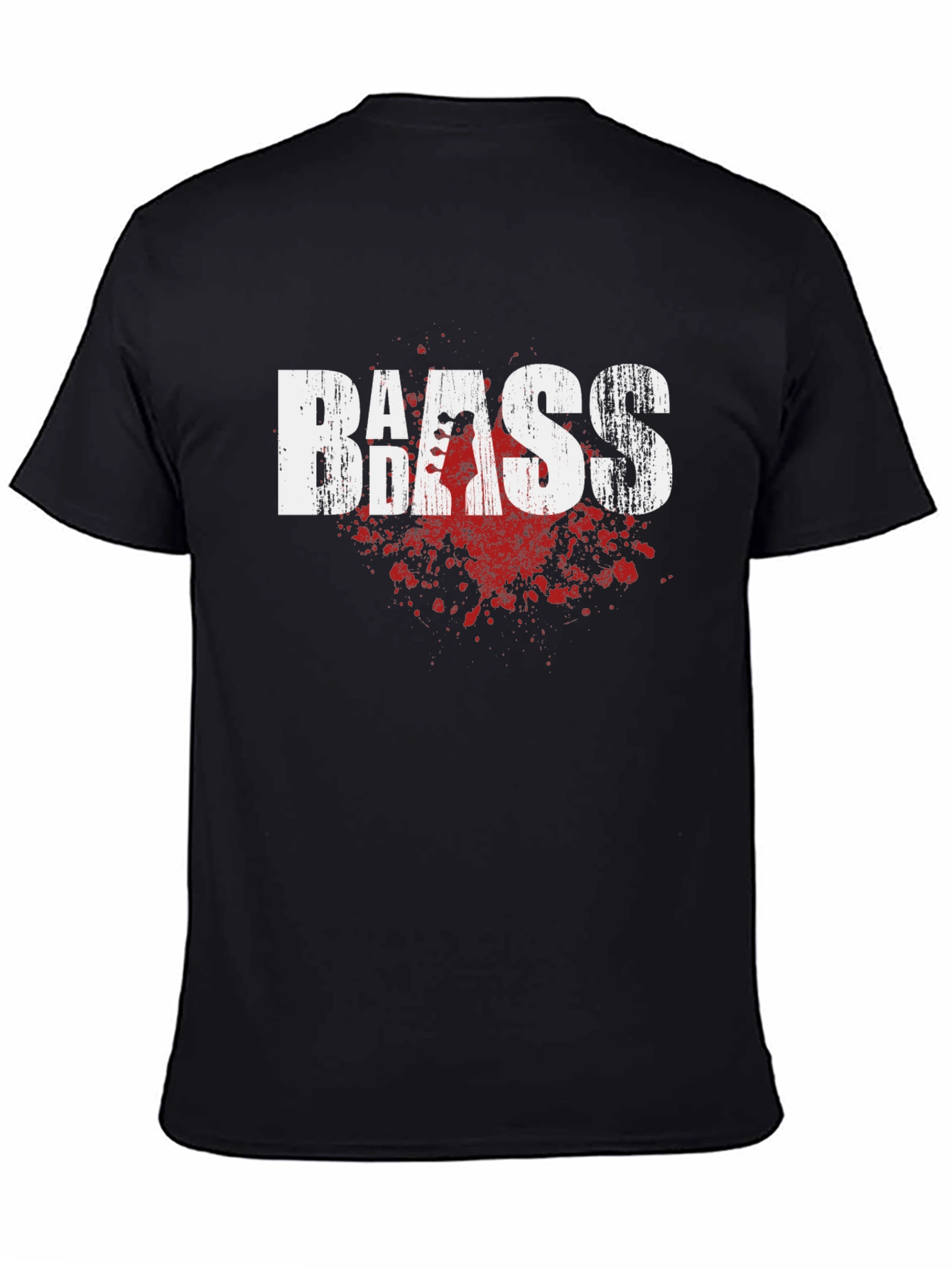 Bass Guitar Blood Splatter Graphic T-Shirt