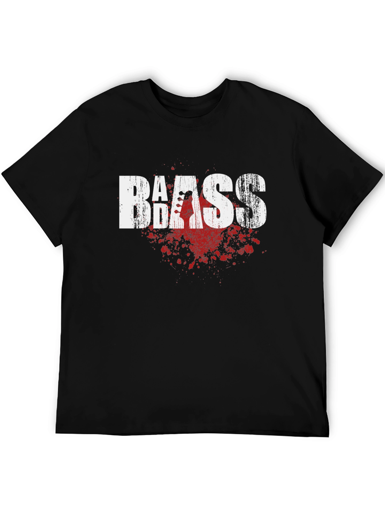 Bass Guitar Blood Splatter Graphic T-Shirt