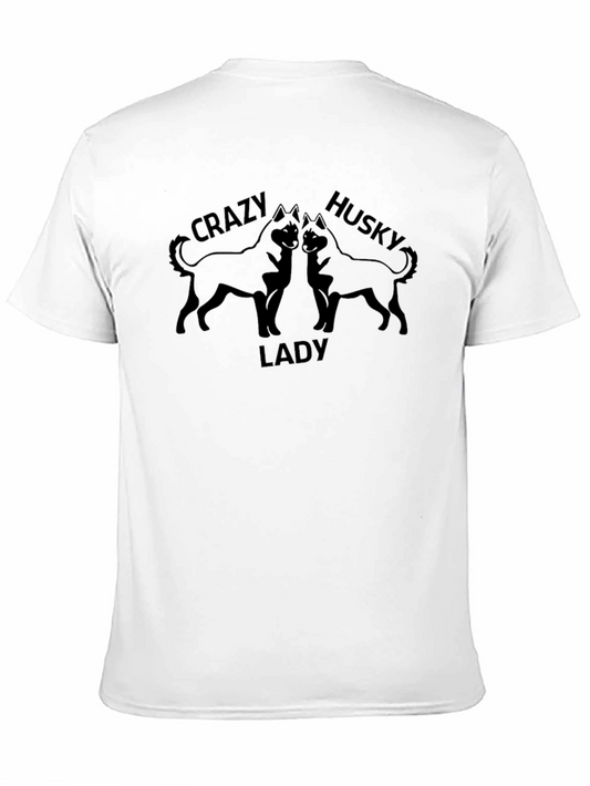 Crazy Husky Lady Black T-Shirt