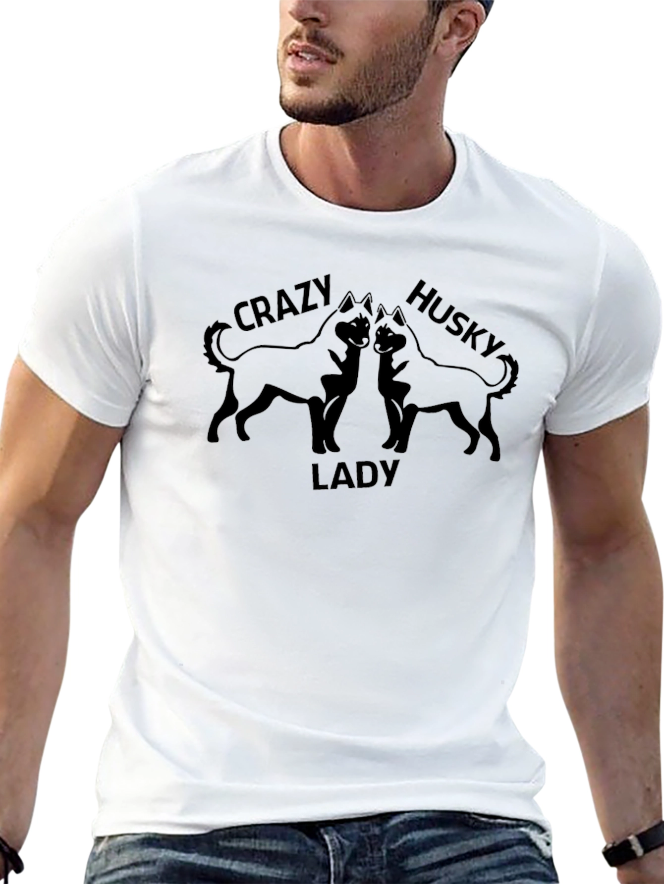 Crazy Husky Lady Black T-Shirt