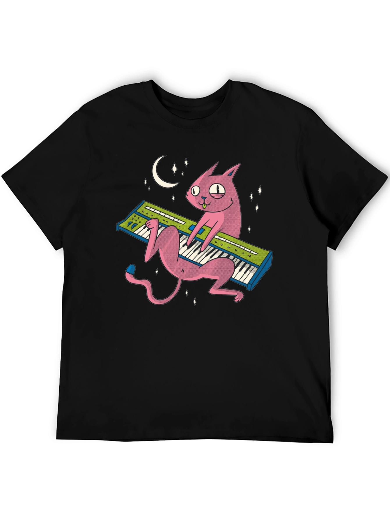 Cat Keyboardist T-Shirt: Cool Black Tee