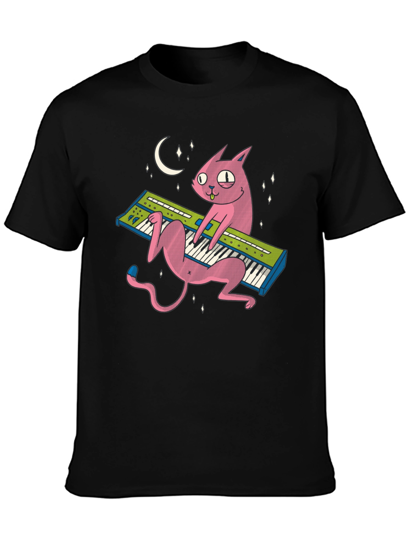 Cat Keyboardist T-Shirt: Cool Black Tee