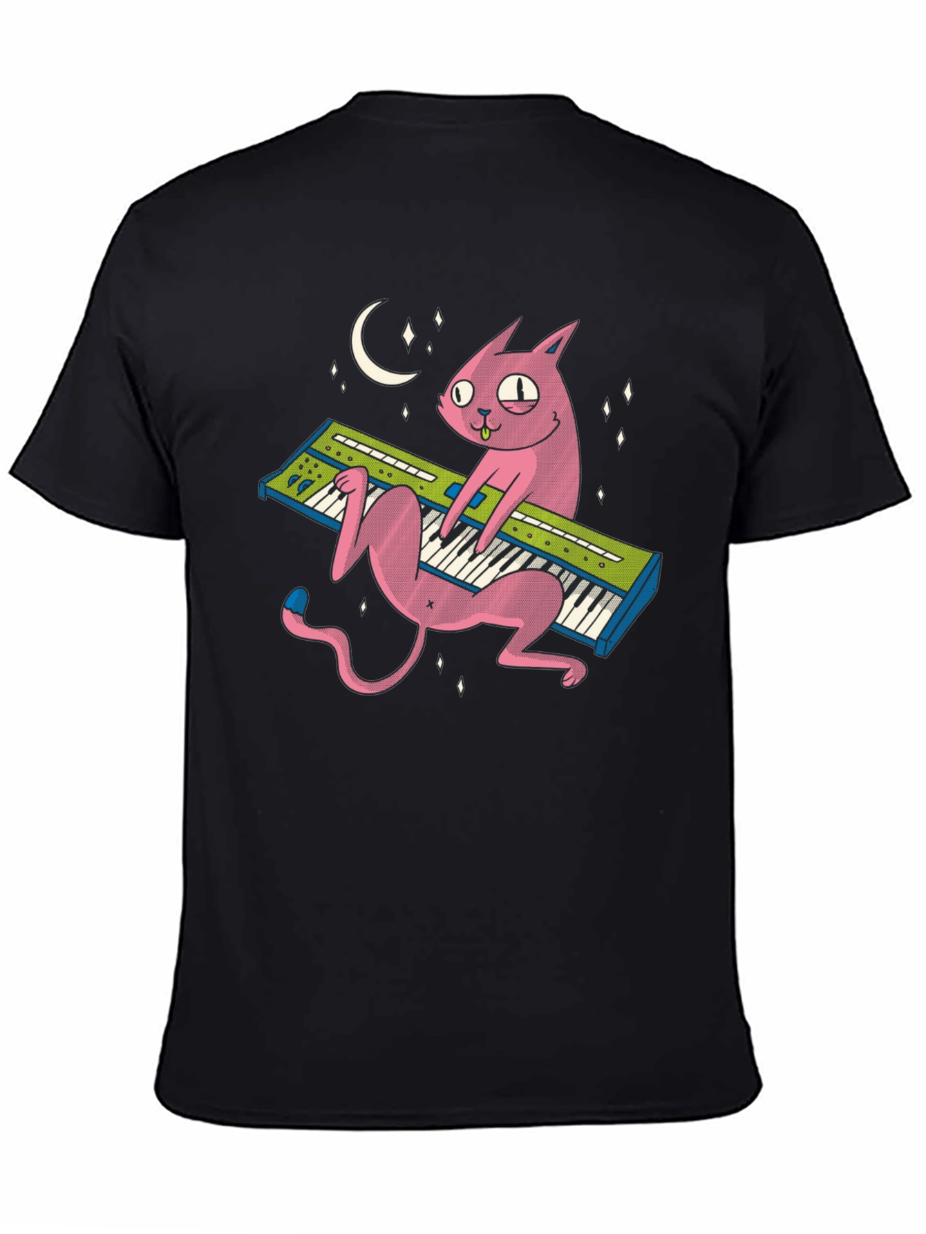Cat Keyboardist T-Shirt: Cool Black Tee