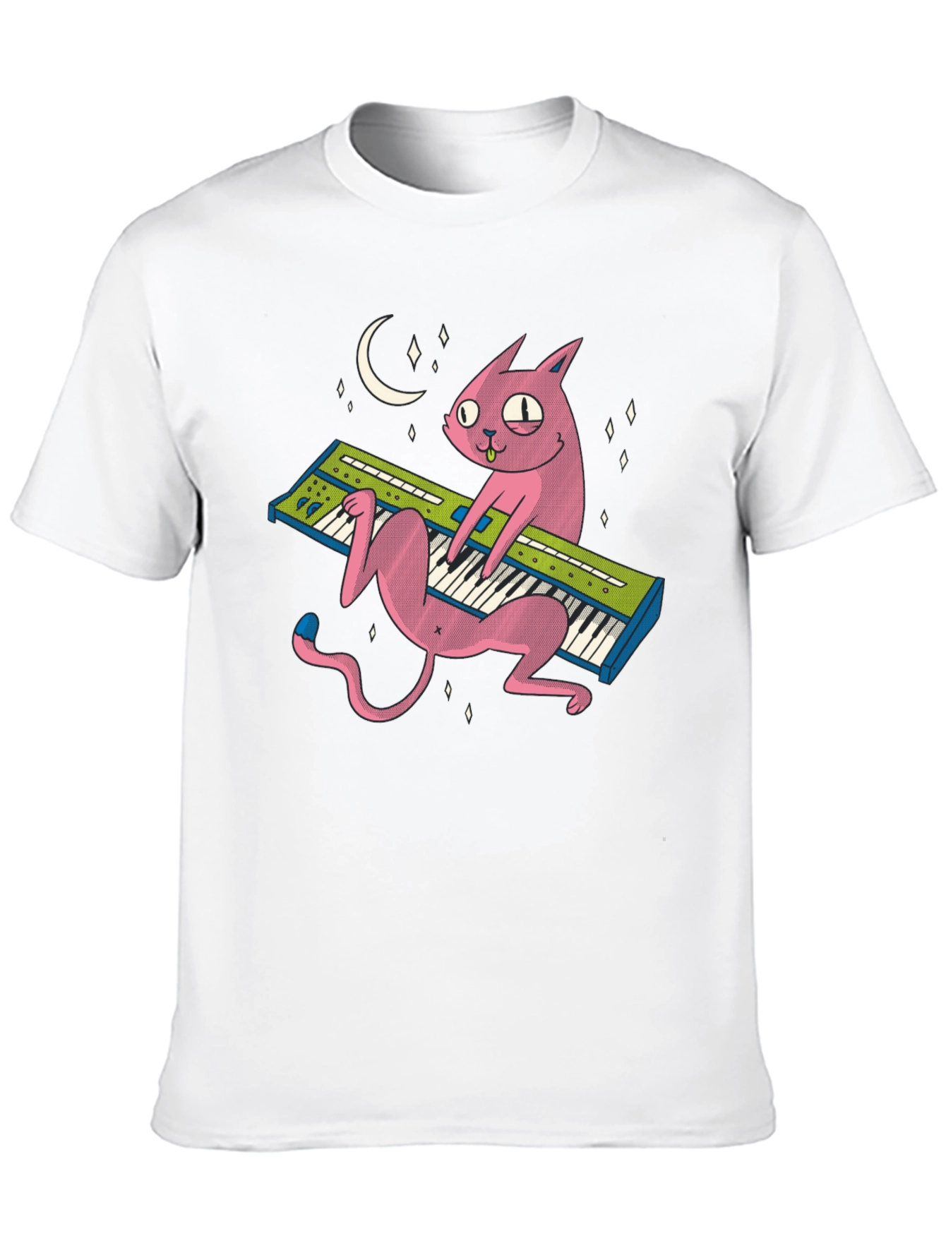 Cat Keyboardist T-Shirt: Cool Black Tee