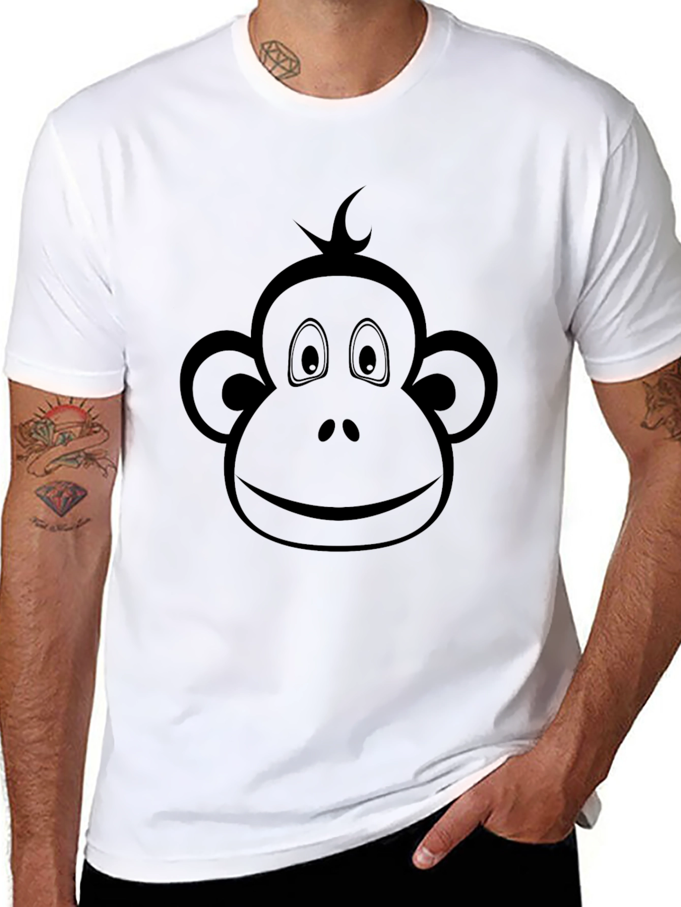 Monkey Face Graphic Tee - Cool Crew Neck T-Shirt