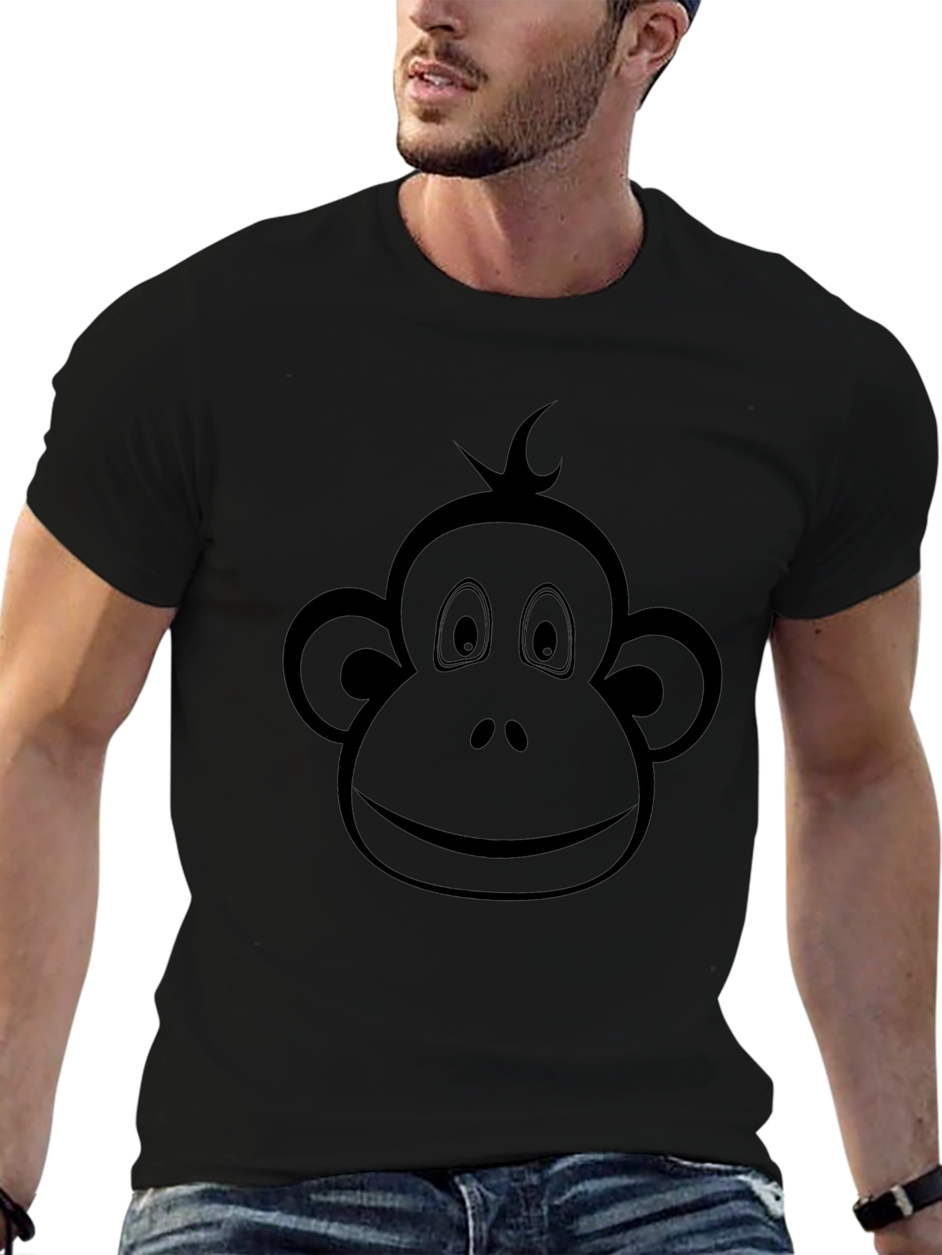 Monkey Face Graphic Tee - Cool Crew Neck T-Shirt
