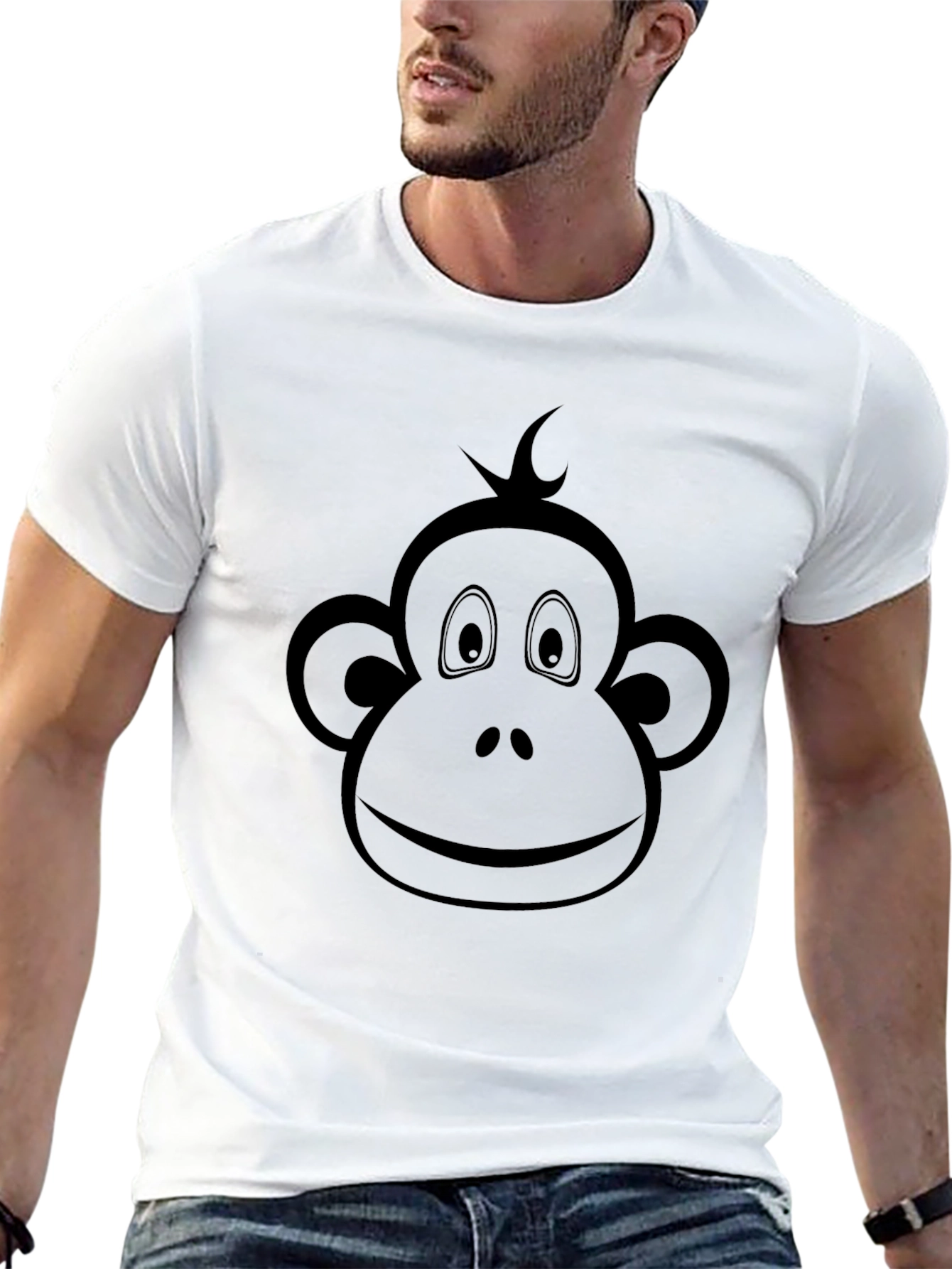 Monkey Face Graphic Tee - Cool Crew Neck T-Shirt
