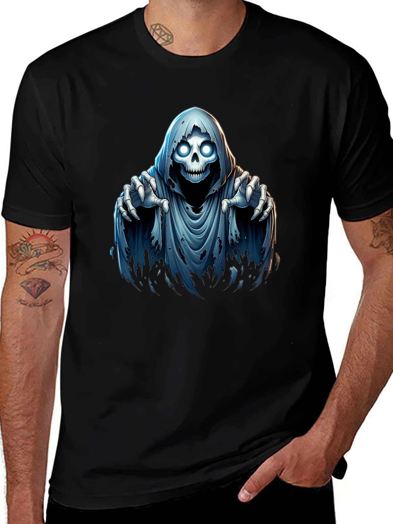 Grim Reaper Graphic T-Shirt - Spooky Halloween Design