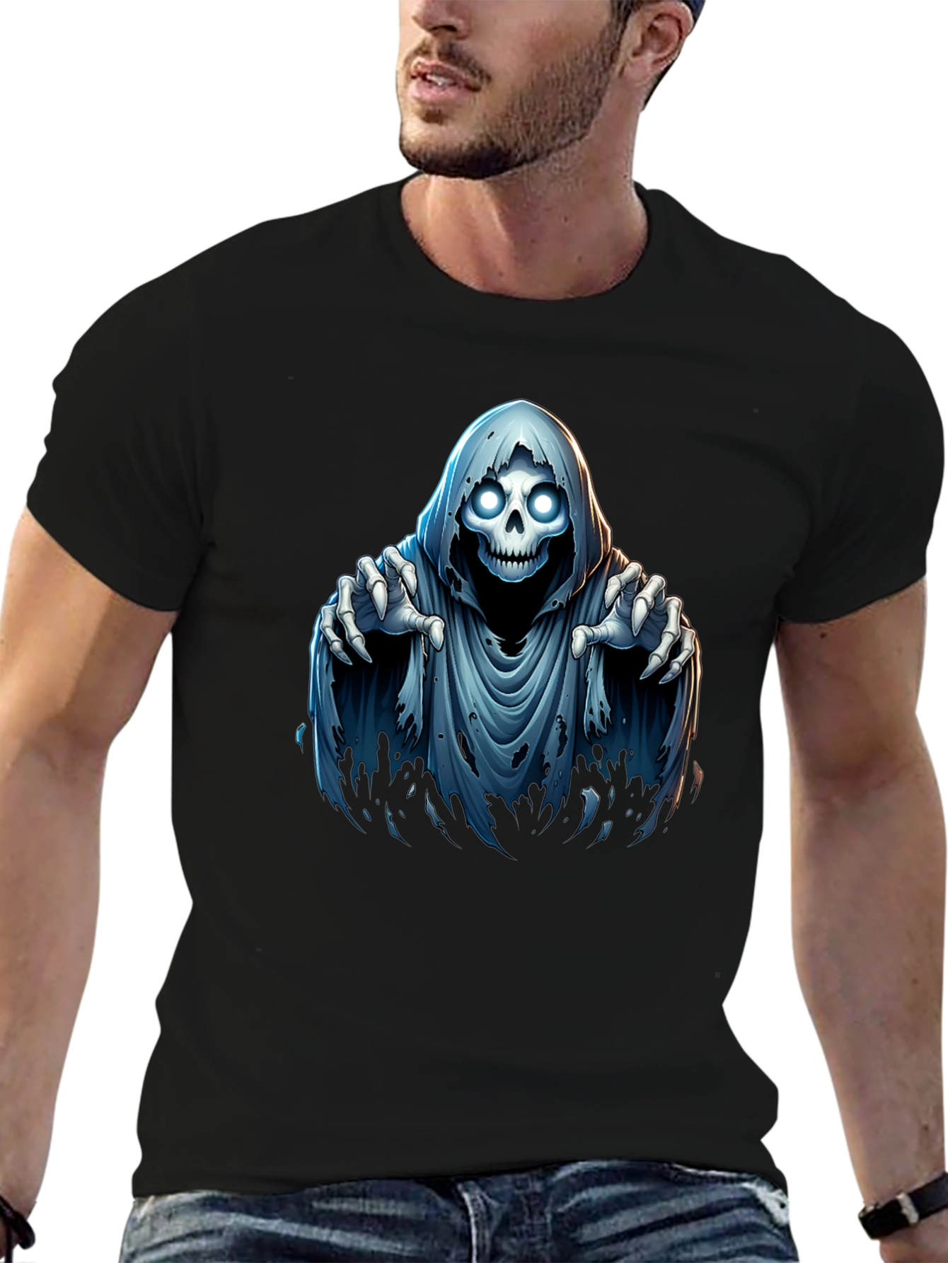 Grim Reaper Graphic T-Shirt - Spooky Halloween Design