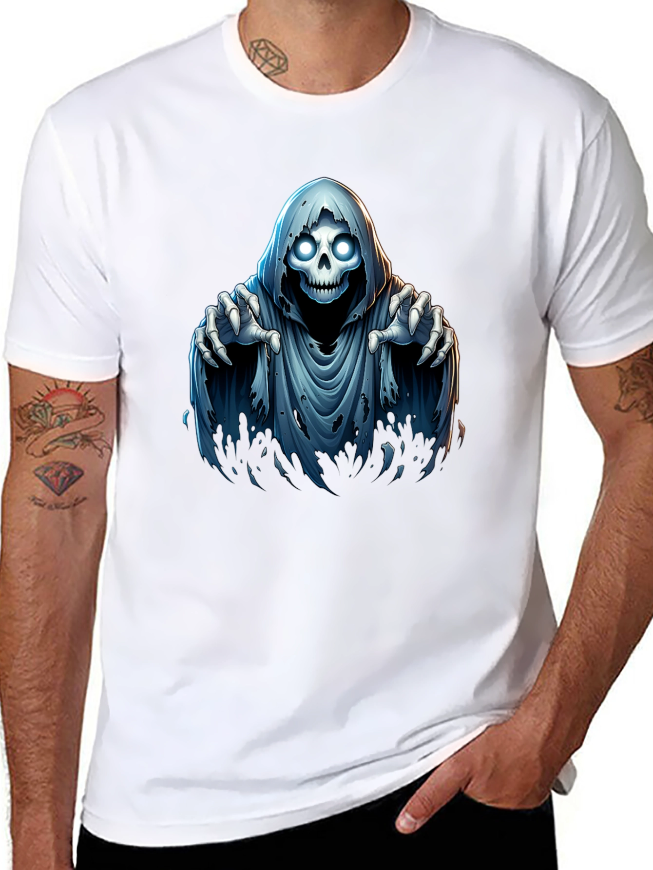 Grim Reaper Graphic T-Shirt - Spooky Halloween Design