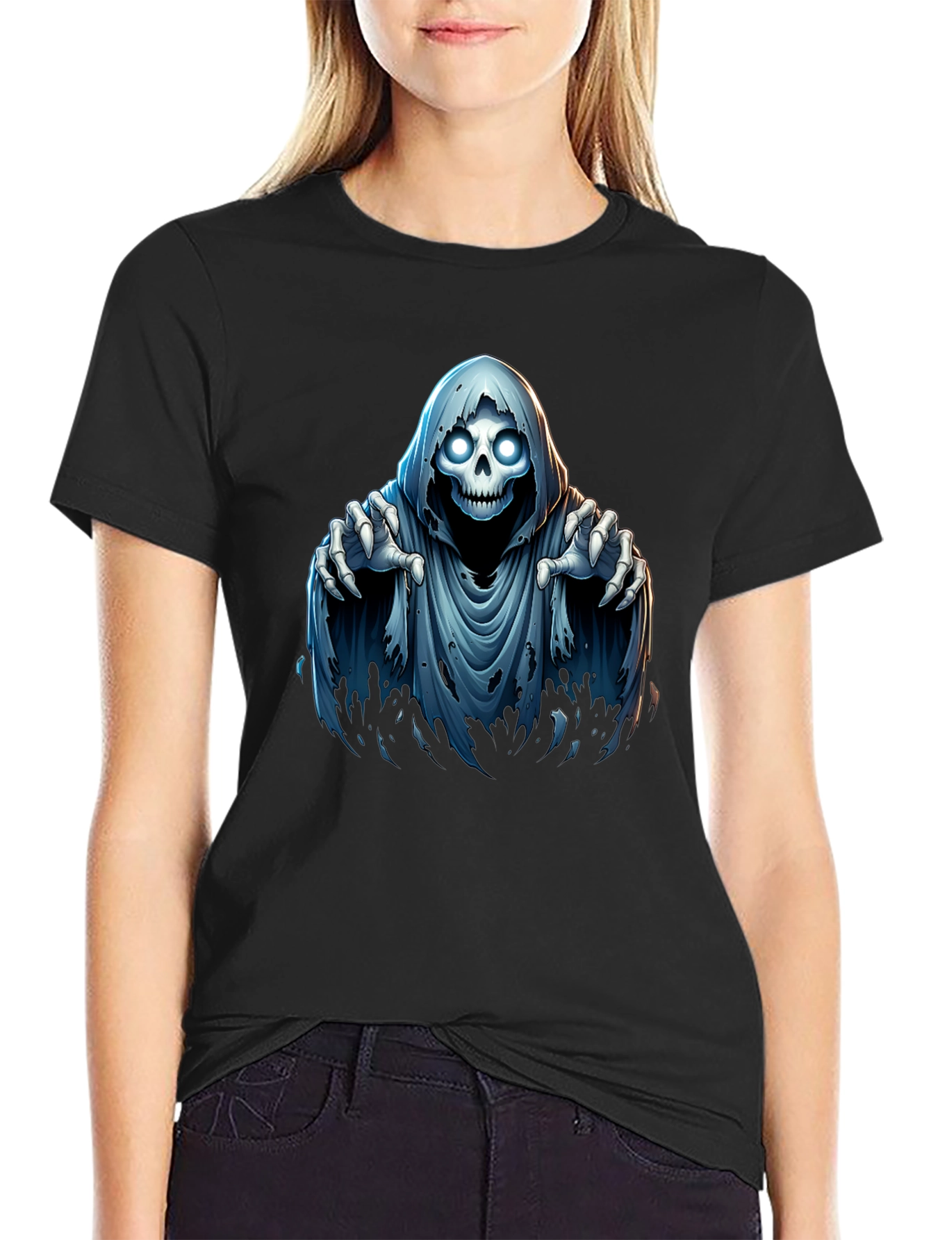 Grim Reaper Graphic T-Shirt - Spooky Halloween Design