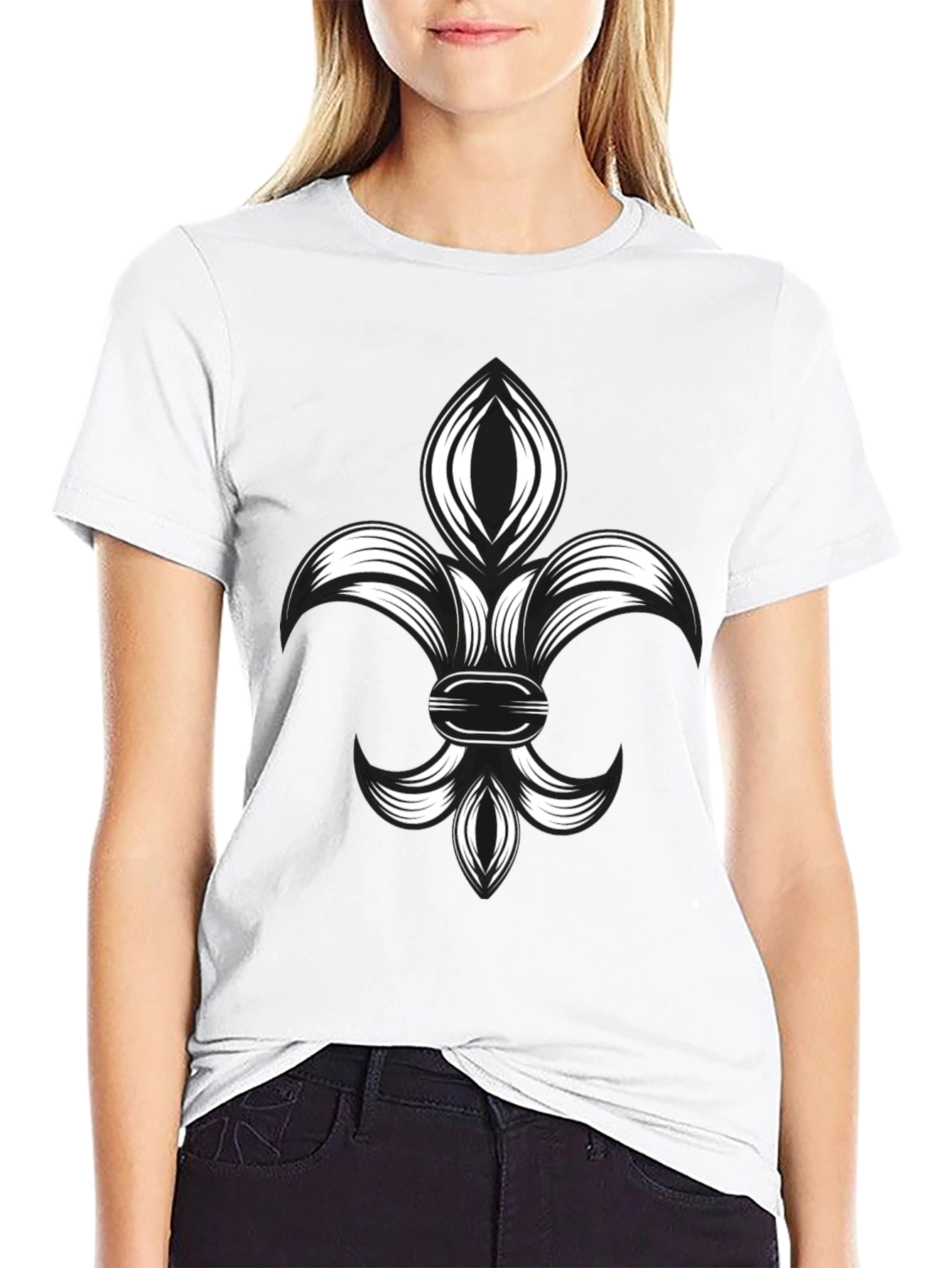 Fleur-de-Lis Graphic Tee - Stylish Black T-Shirt
