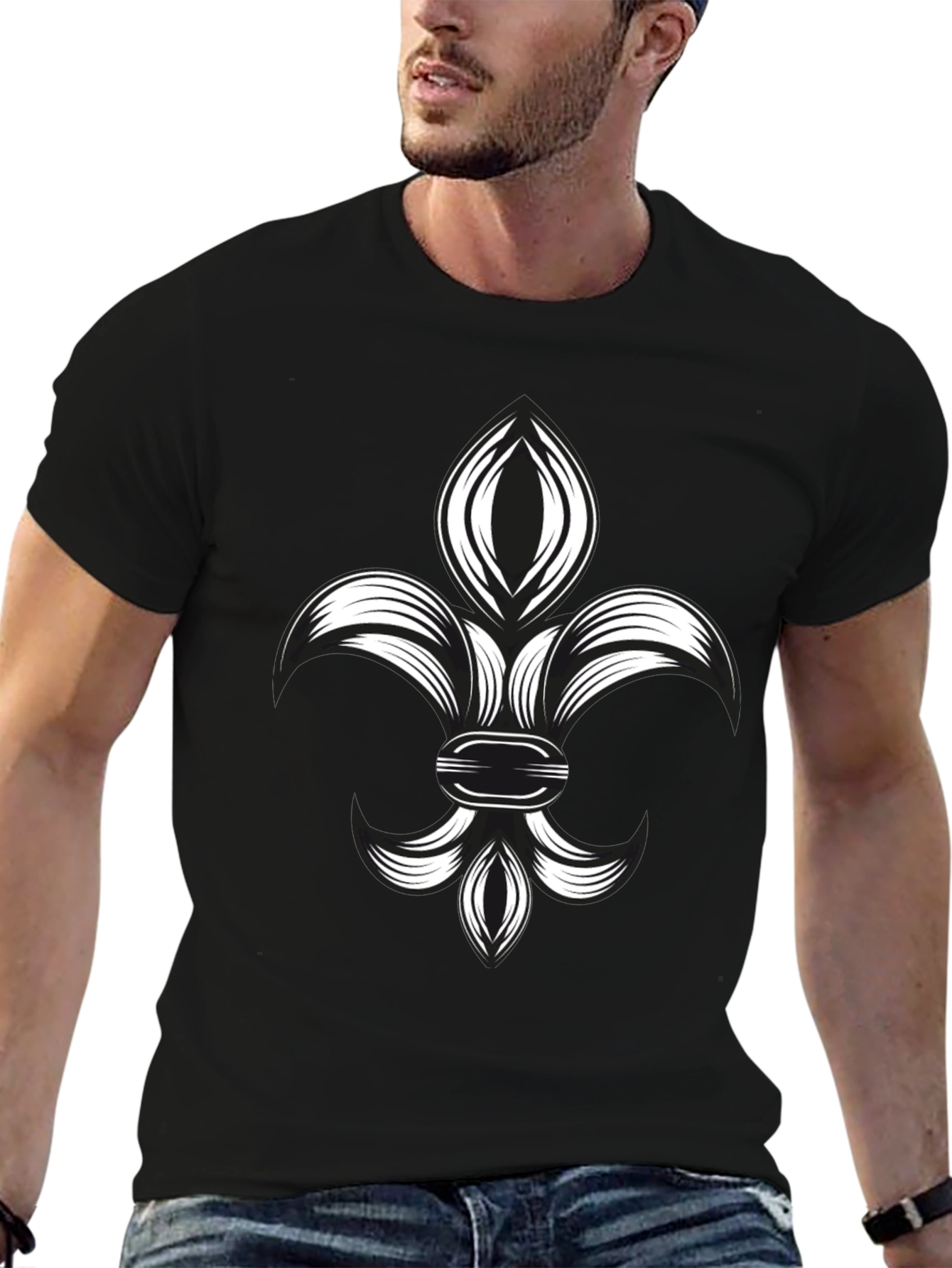 Fleur-de-Lis Graphic Tee - Stylish Black T-Shirt