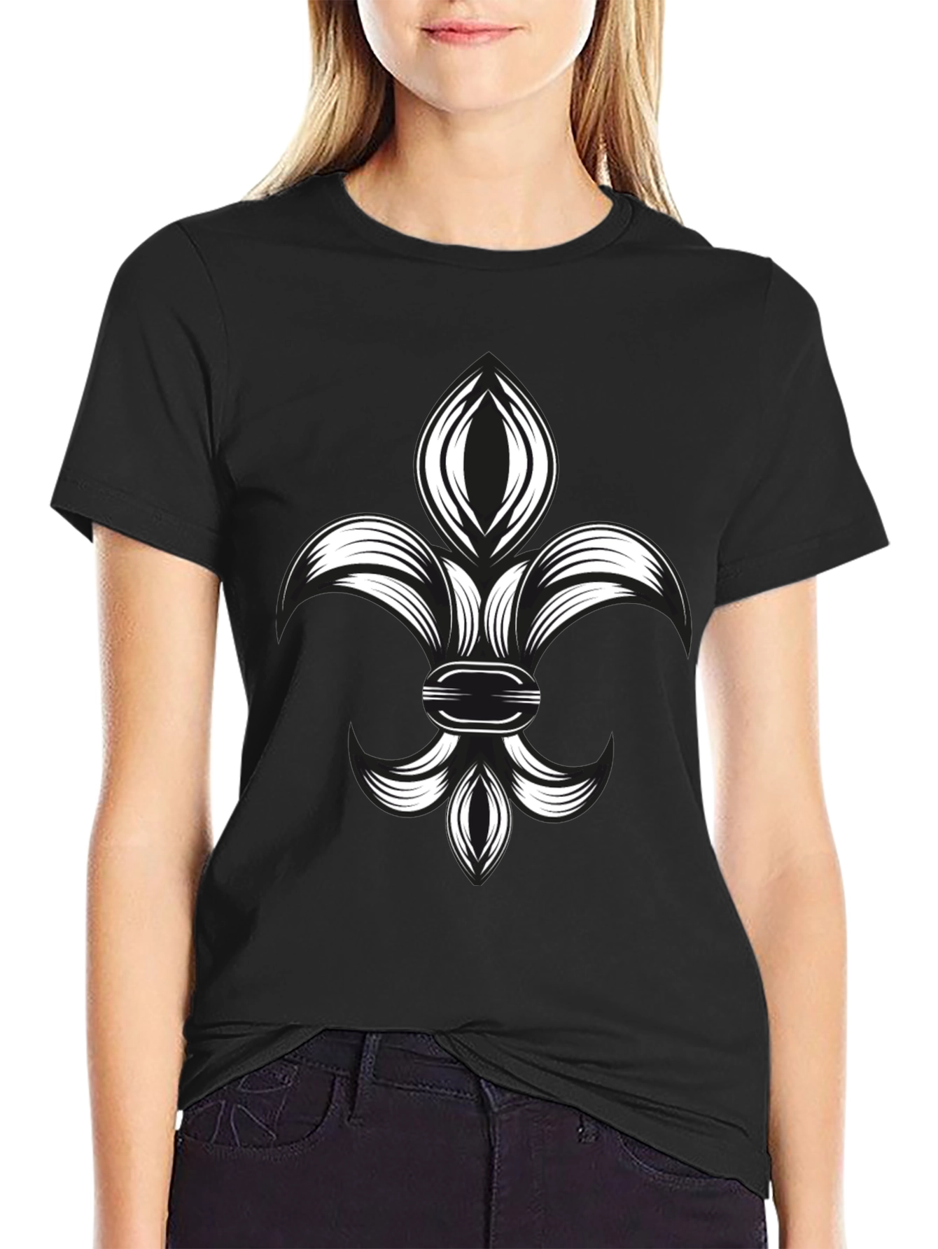 Fleur-de-Lis Graphic Tee - Stylish Black T-Shirt
