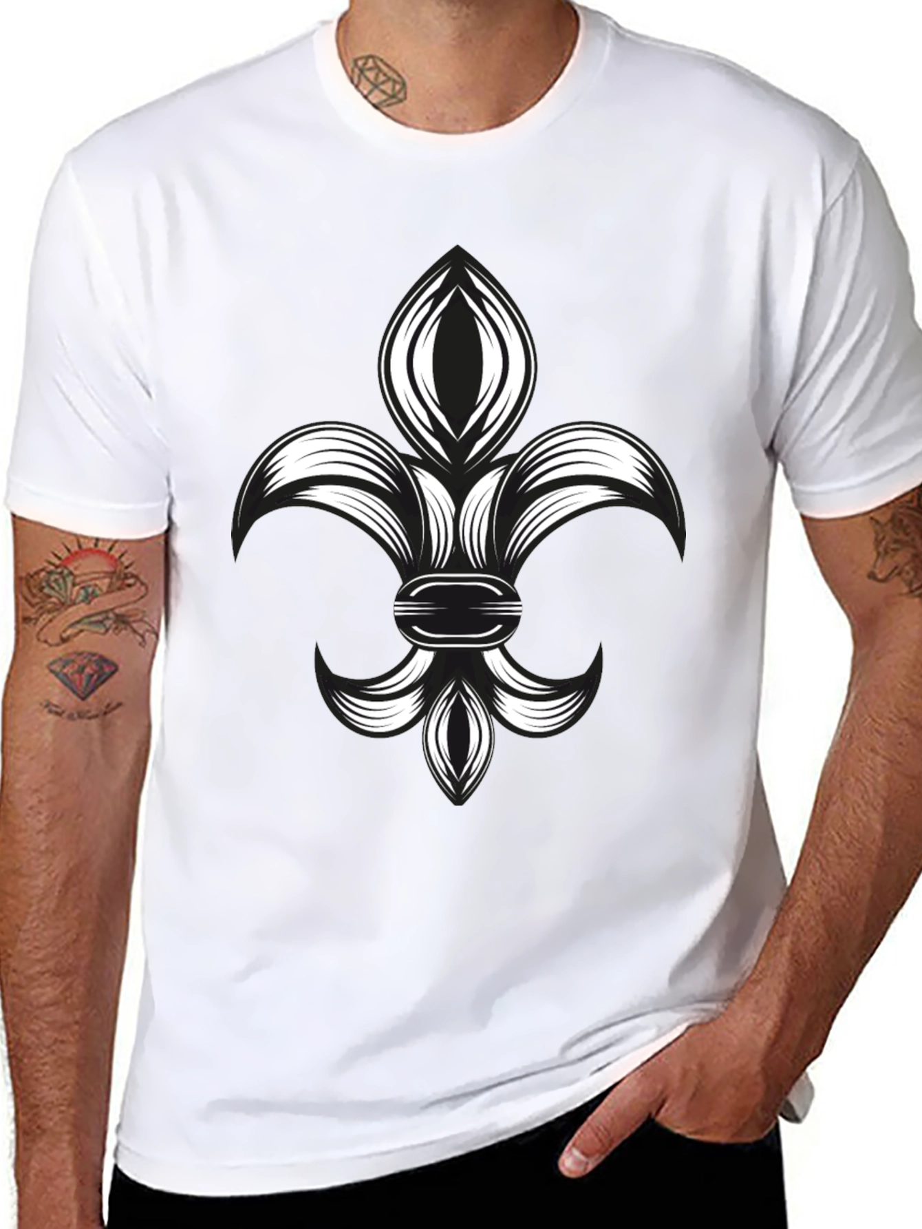 Fleur-de-Lis Graphic Tee - Stylish Black T-Shirt