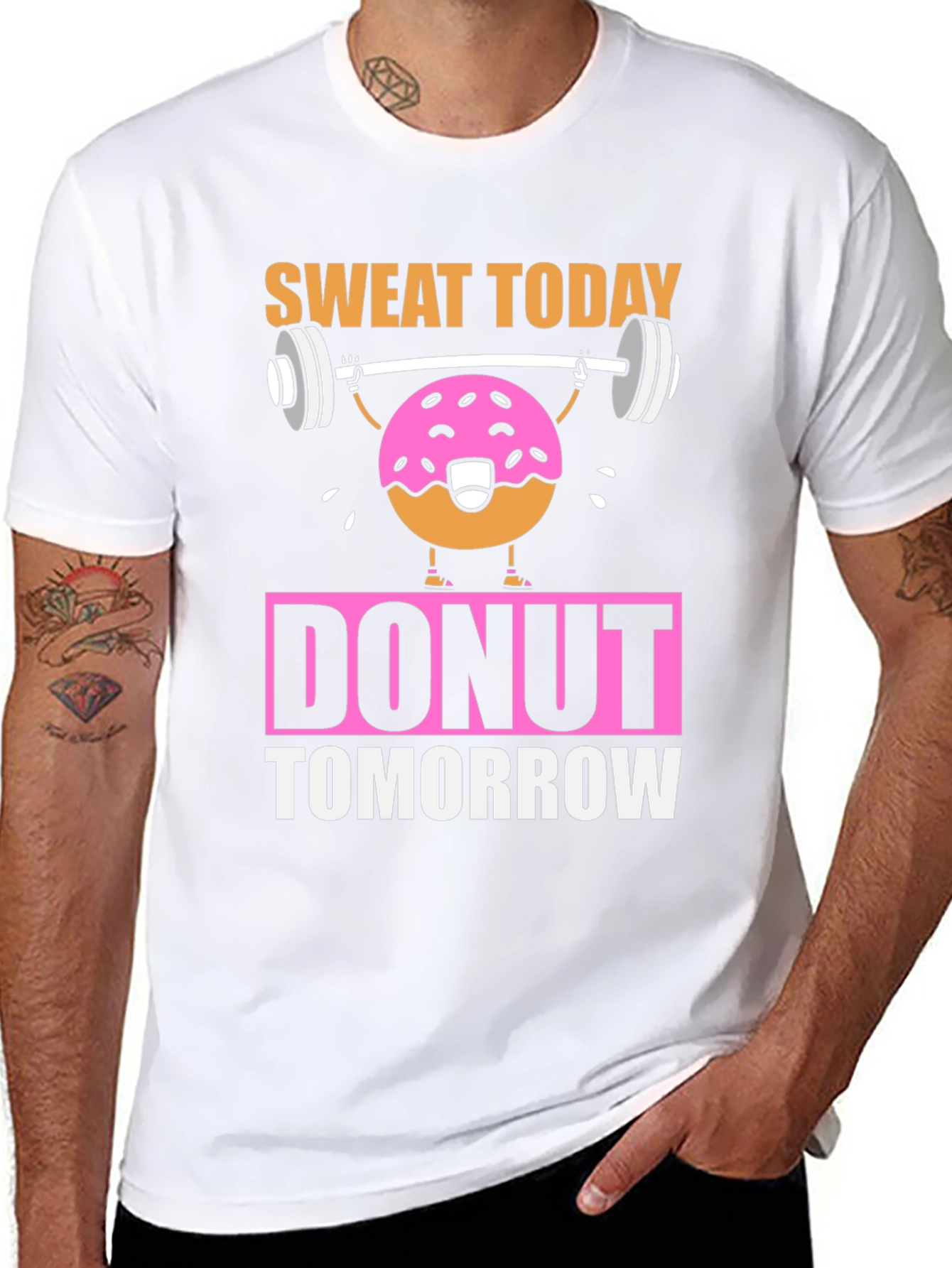 Sweat Today Donut Tomorrow Funny Workout T-Shirt