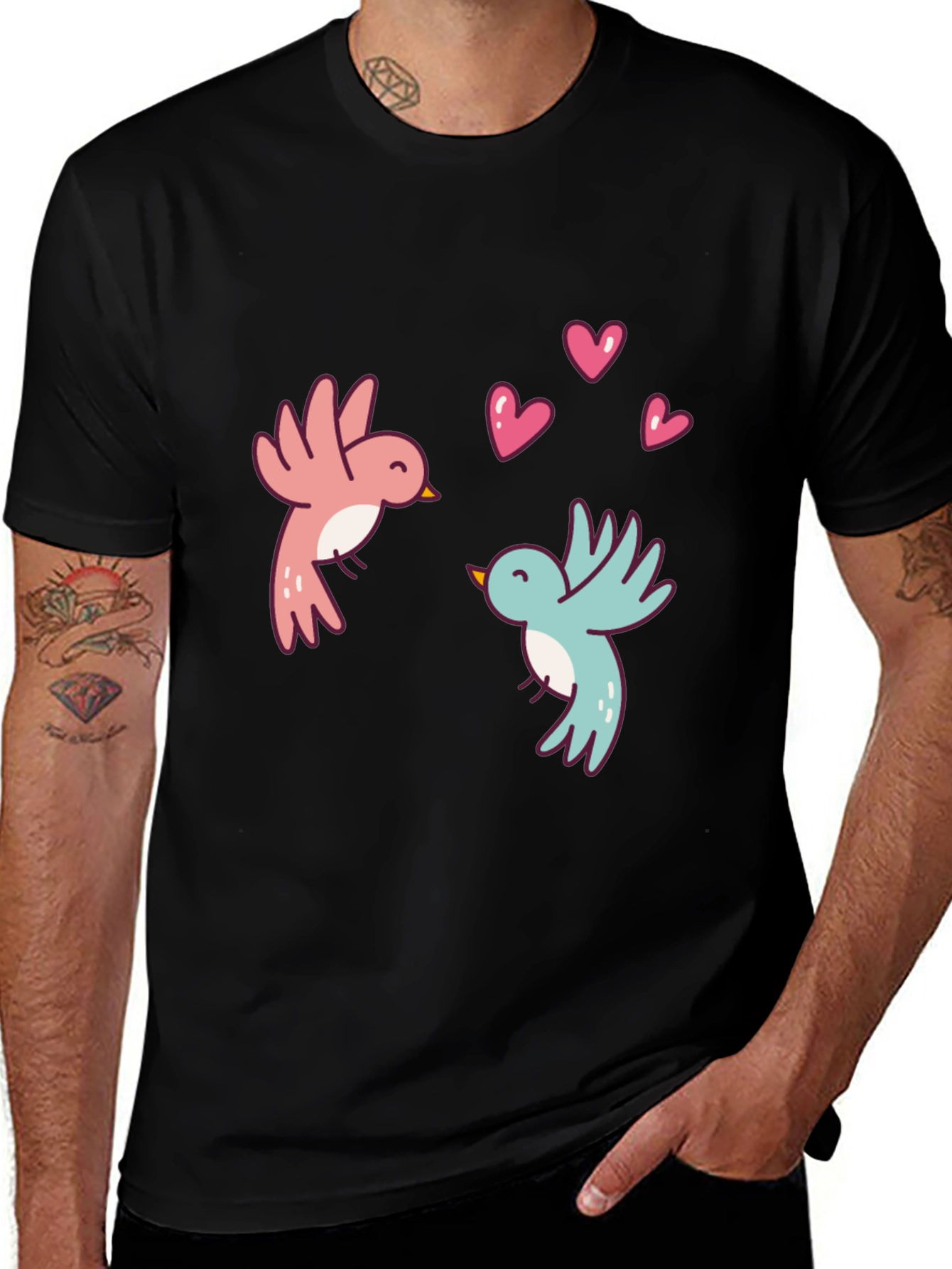 Love Birds Graphic Tee - Black