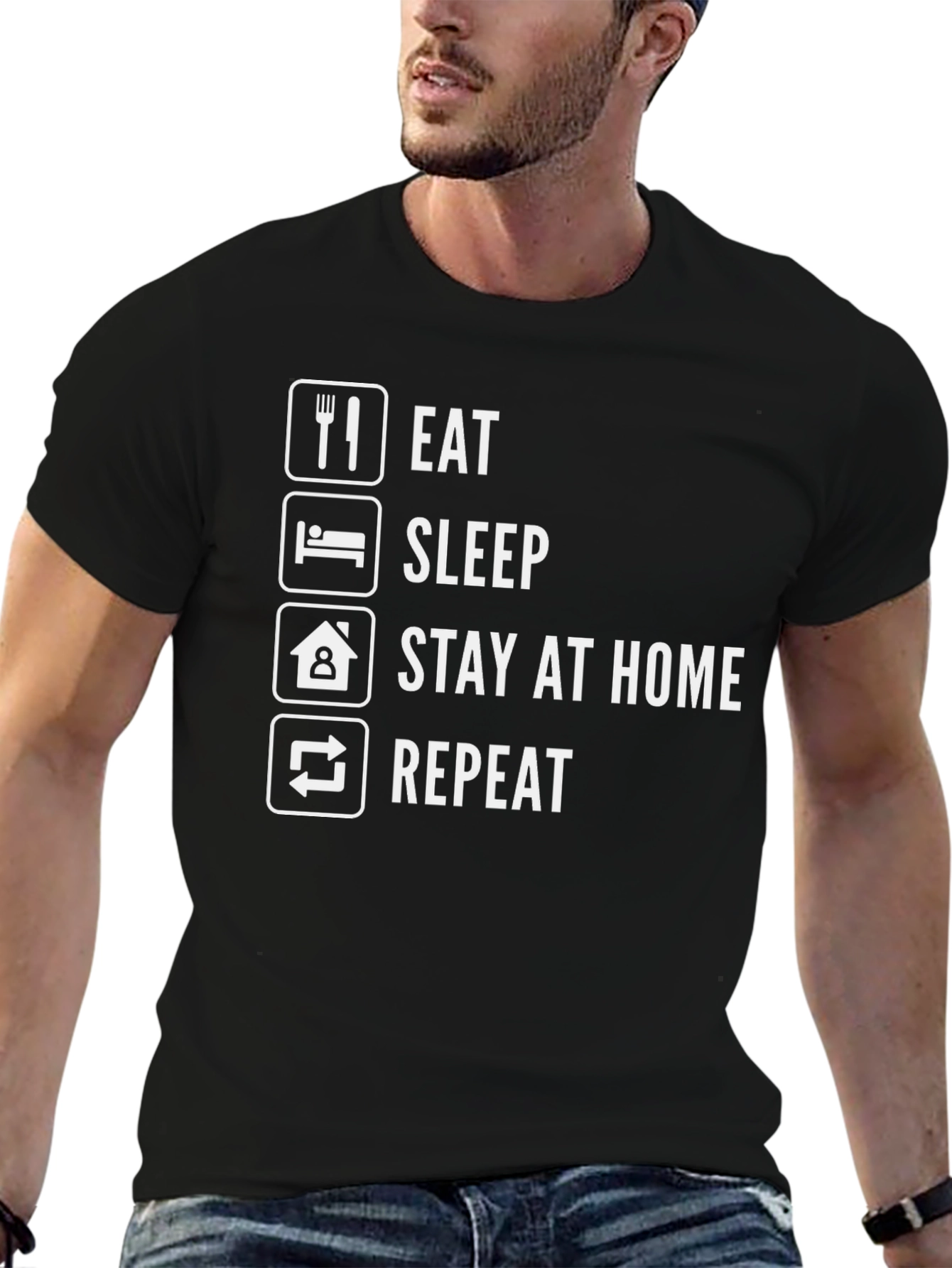 Eat Sleep Stay Home Repeat T-Shirt