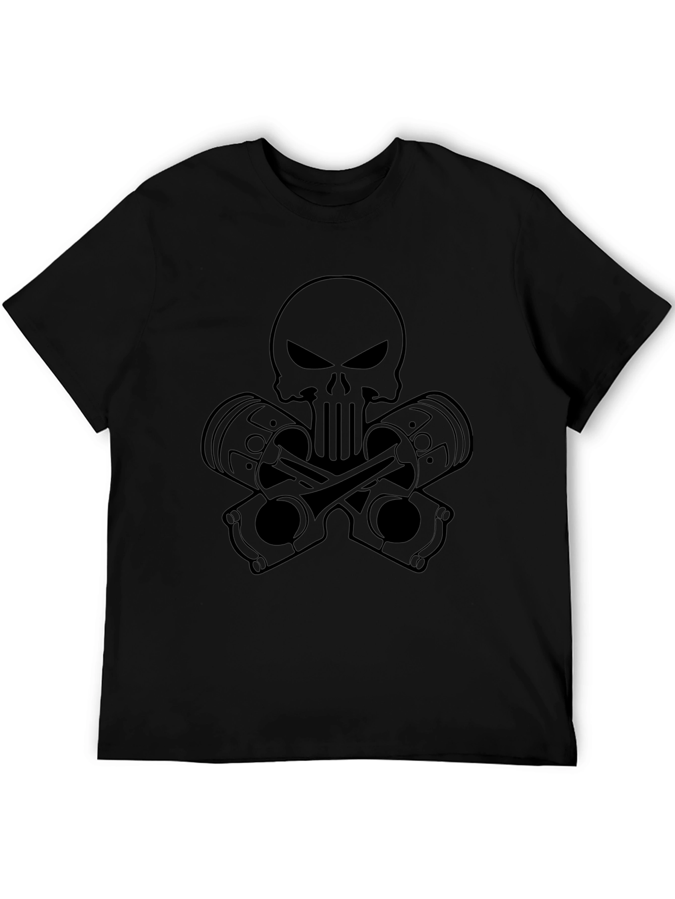 Skull & Pistons Graphic Black T-Shirt