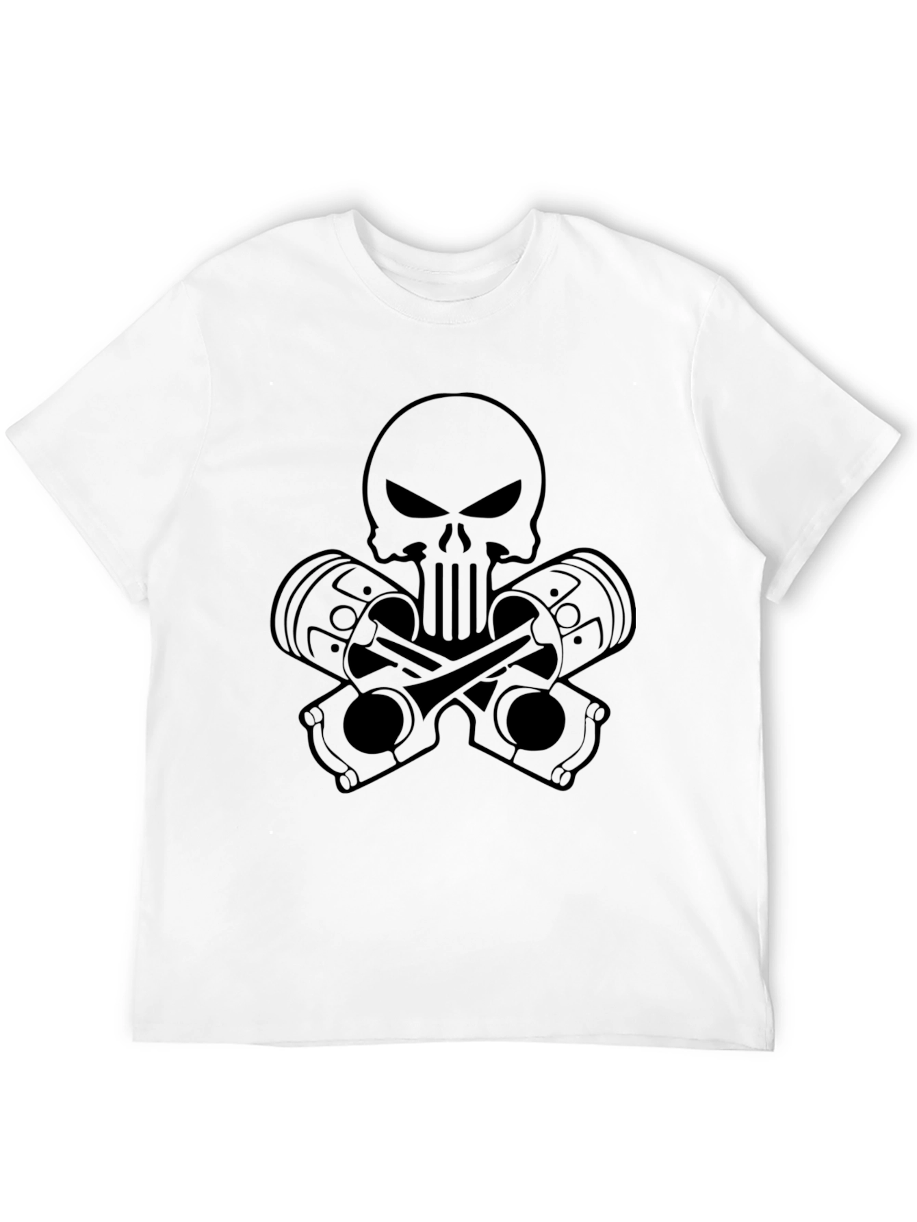 Skull & Pistons Graphic Black T-Shirt