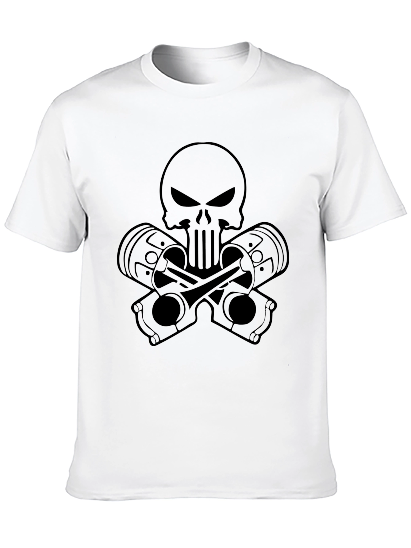 Skull & Pistons Graphic Black T-Shirt