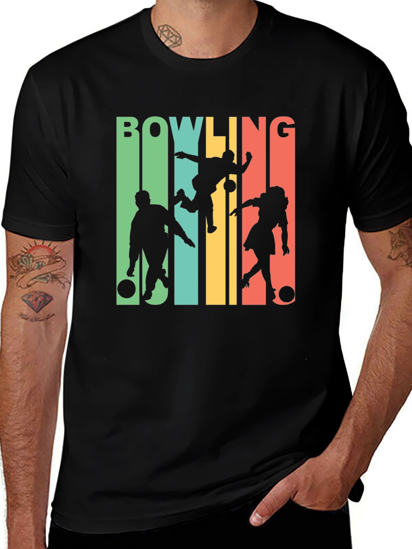 Retro Bowling T-Shirt Bowling Silhouette Tee