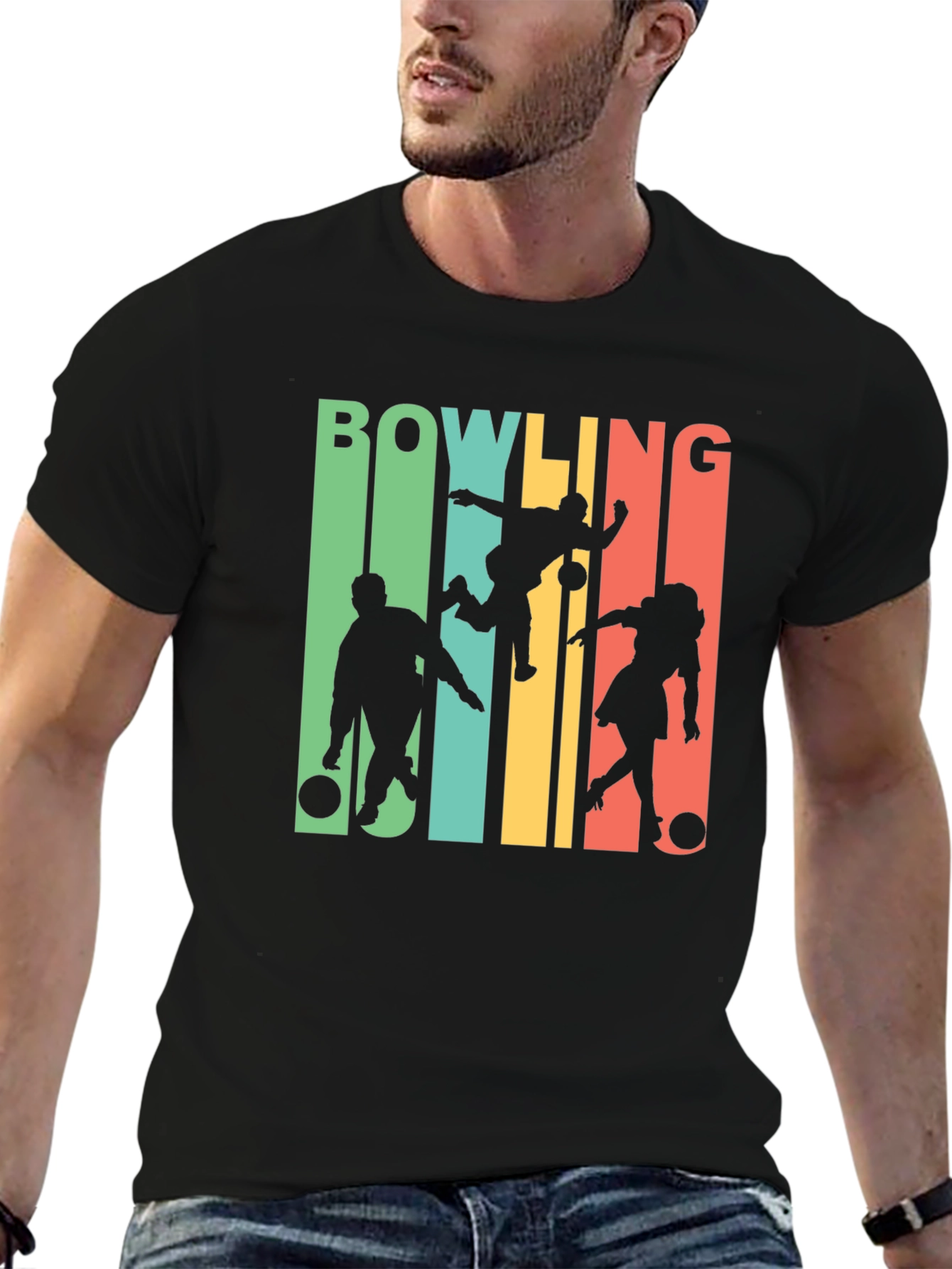 Retro Bowling T-Shirt Bowling Silhouette Tee