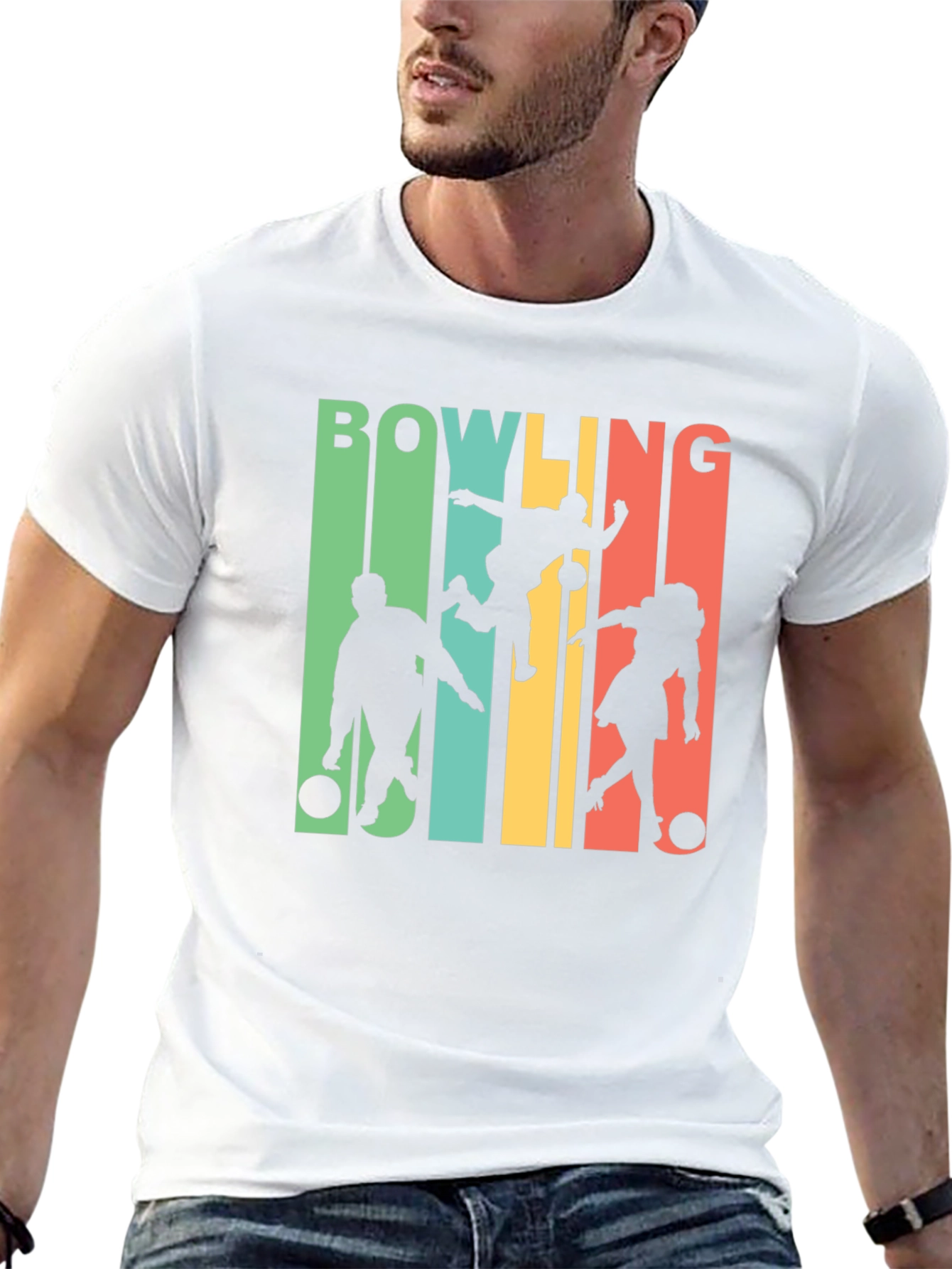 Retro Bowling T-Shirt Bowling Silhouette Tee