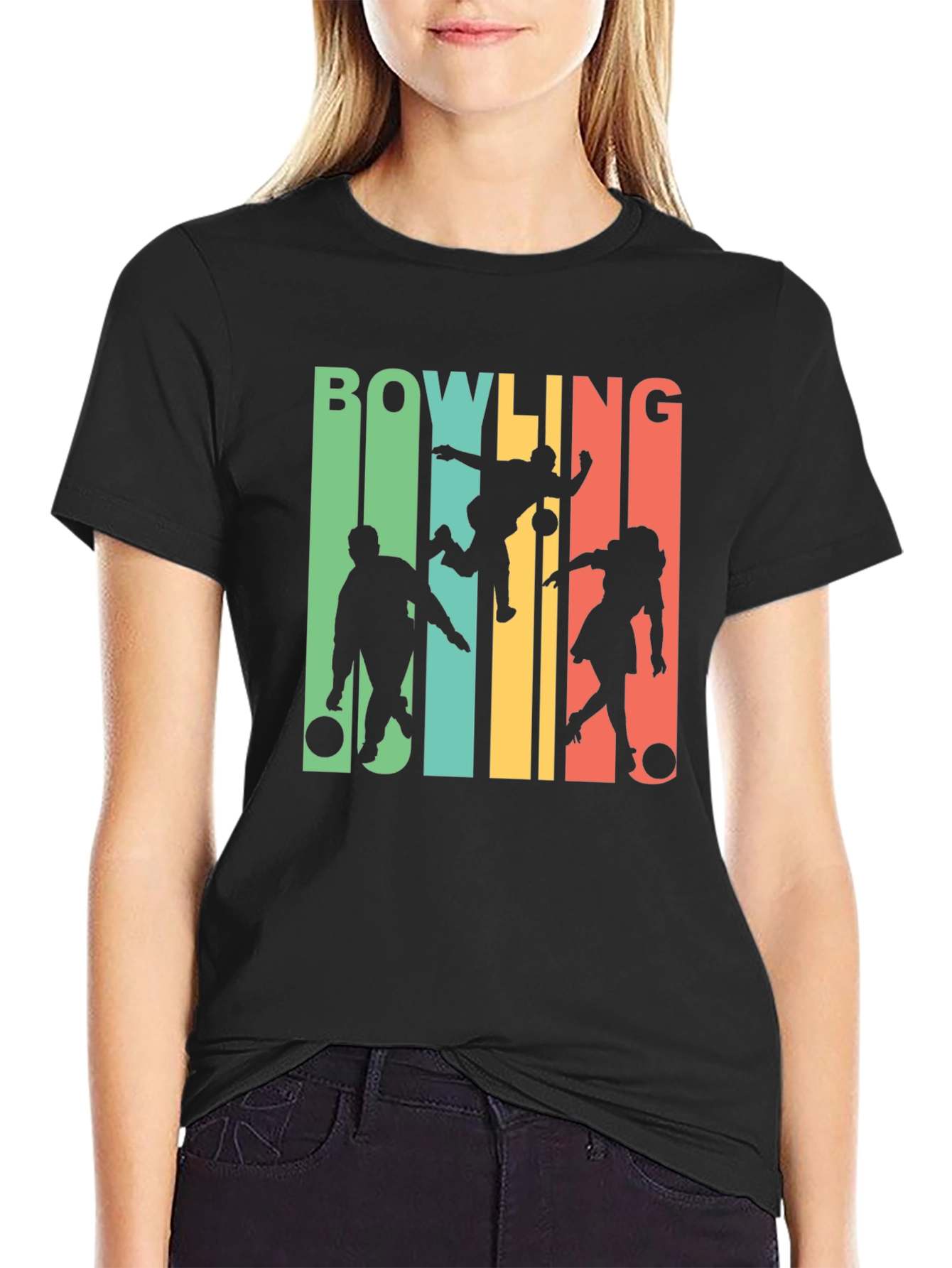 Retro Bowling T-Shirt Bowling Silhouette Tee