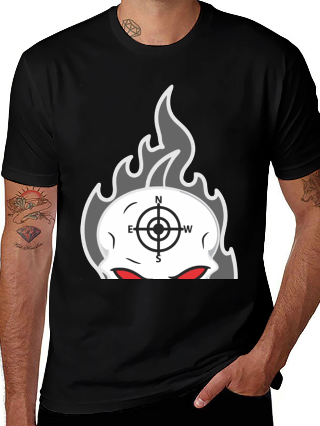 Skull Compass Graphic T-Shirt