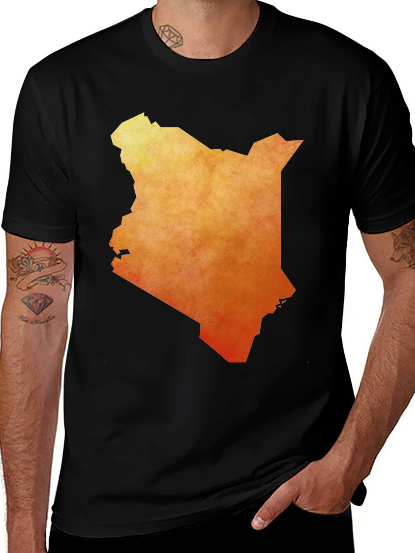 Kenya Map Graphic Tee - Black Cotton T-Shirt