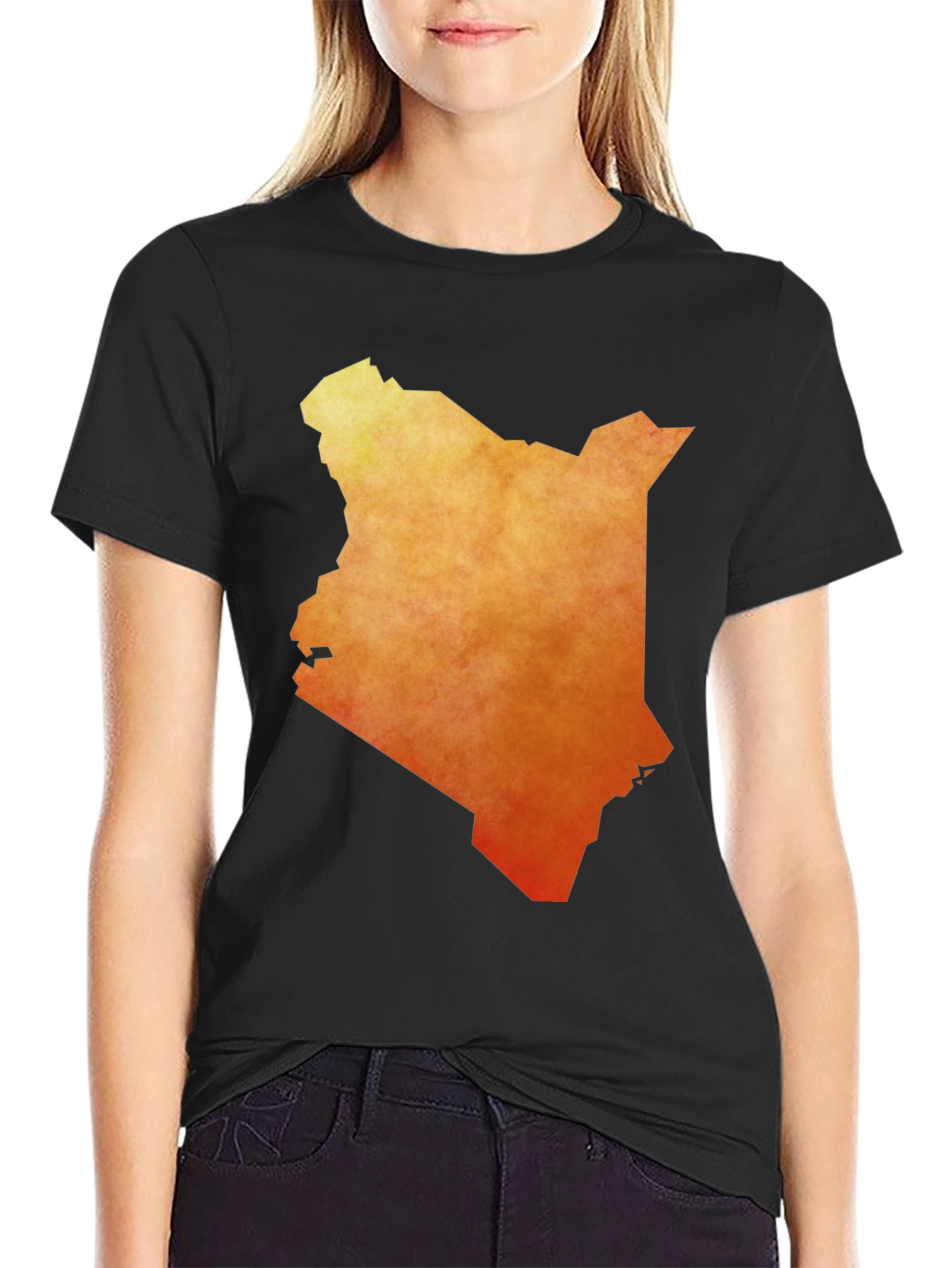 Kenya Map Graphic Tee - Black Cotton T-Shirt
