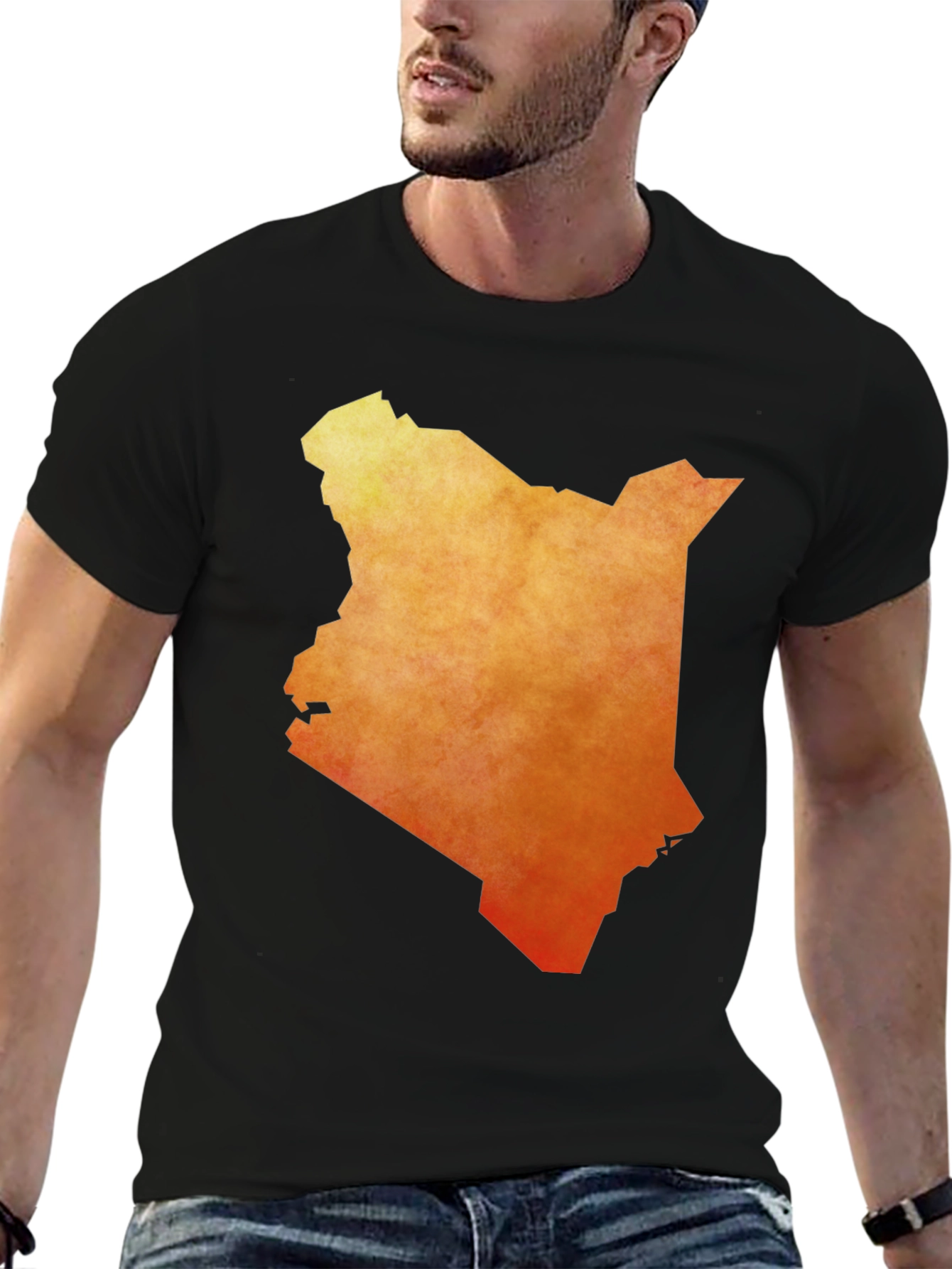 Kenya Map Graphic Tee - Black Cotton T-Shirt