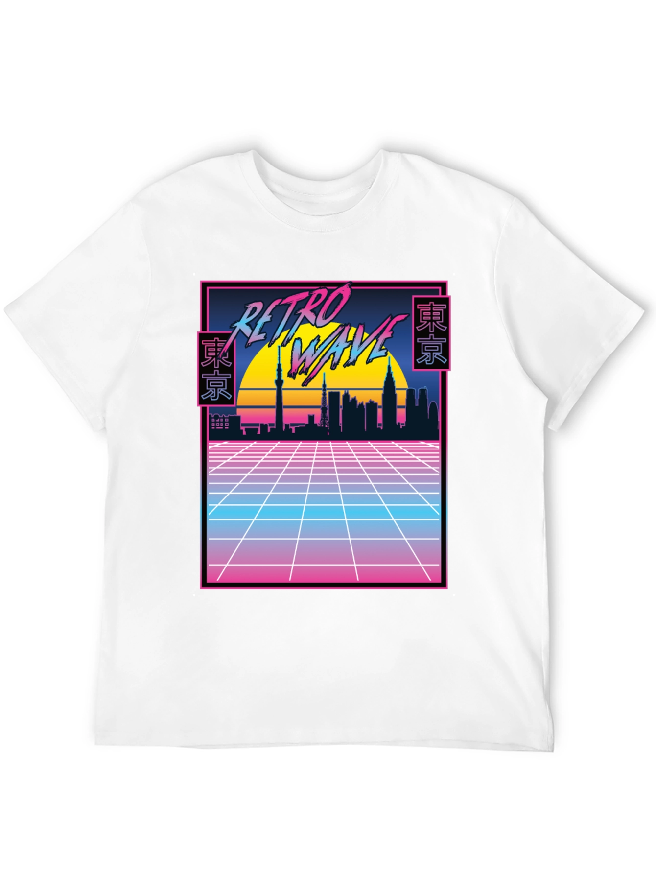 Retro Wave Tokyo Skyline T-Shirt - Black