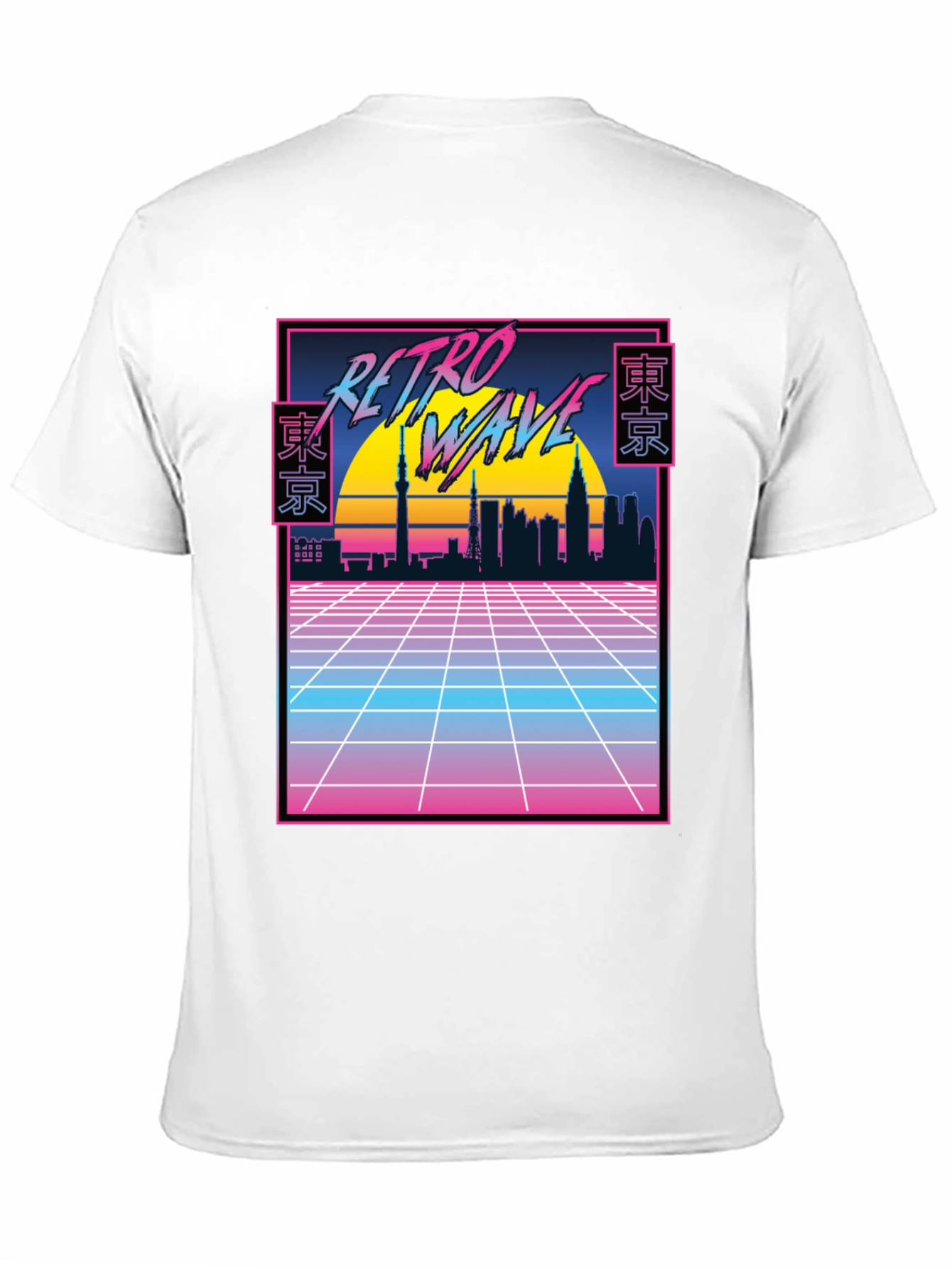 Retro Wave Tokyo Skyline T-Shirt - Black