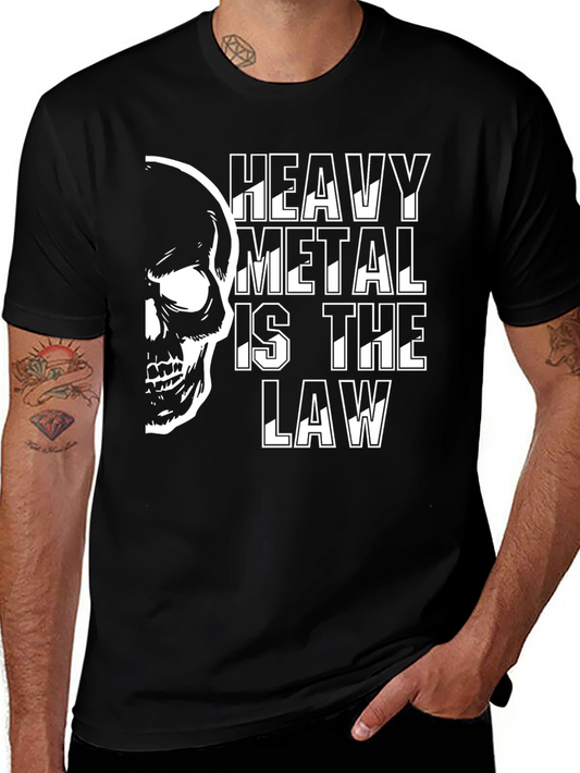 Heavy Metal is the Law Skull Graphic T-Shirt