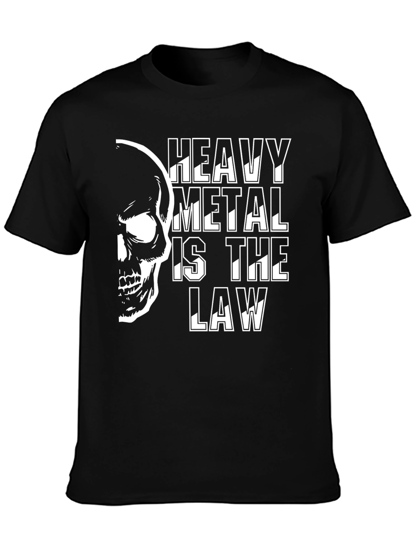 Heavy Metal is the Law Skull Graphic T-Shirt