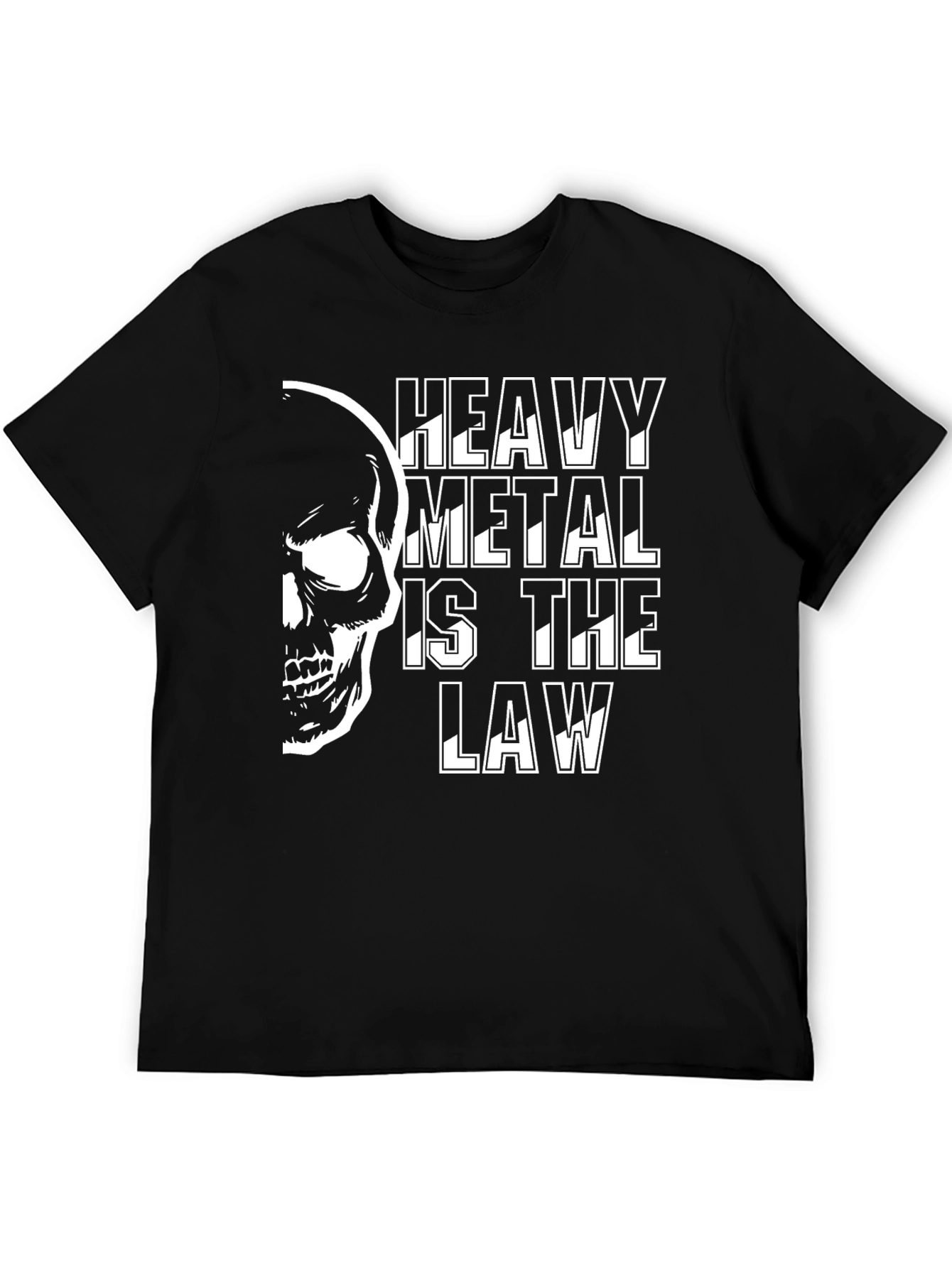 Heavy Metal is the Law Skull Graphic T-Shirt