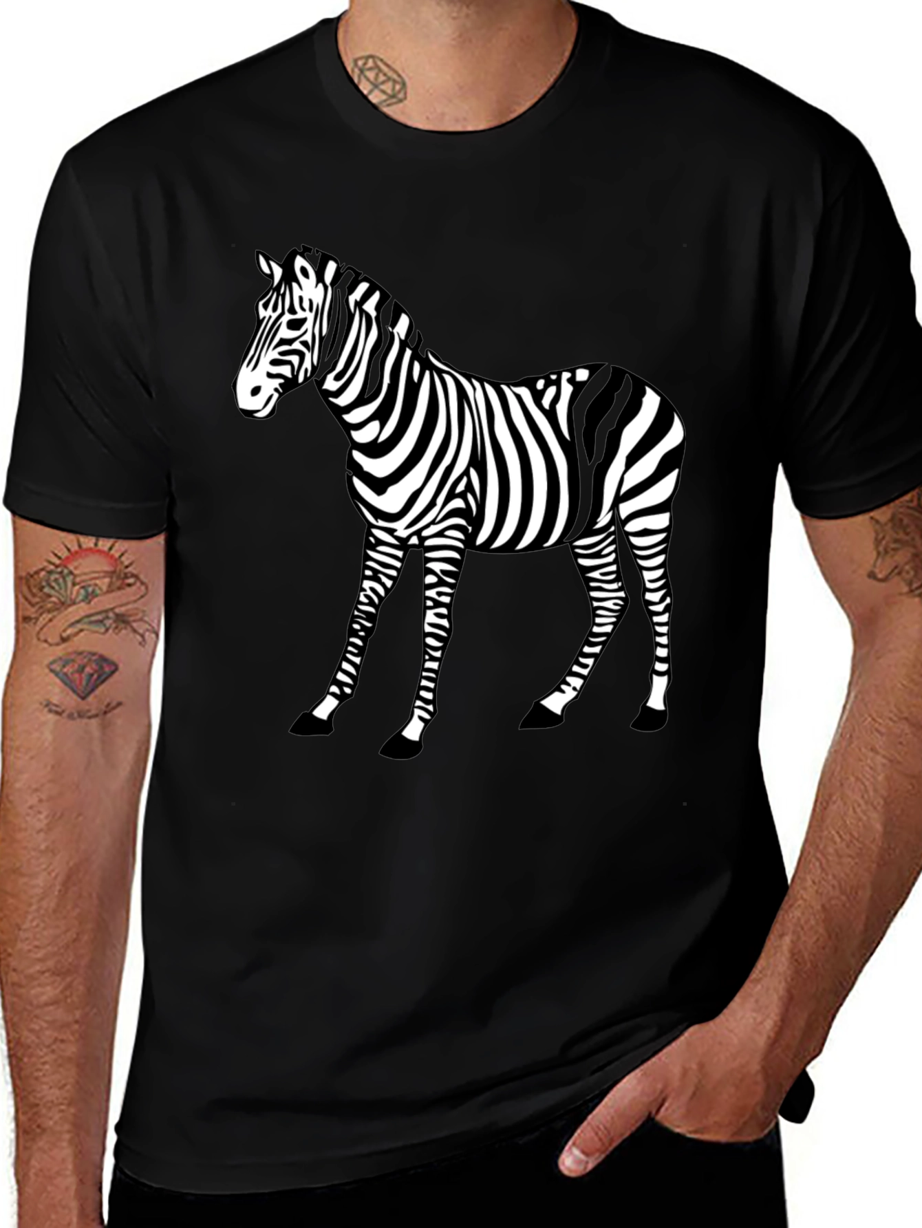 Zebra Graphic Tee - Black Animal Print Shirt